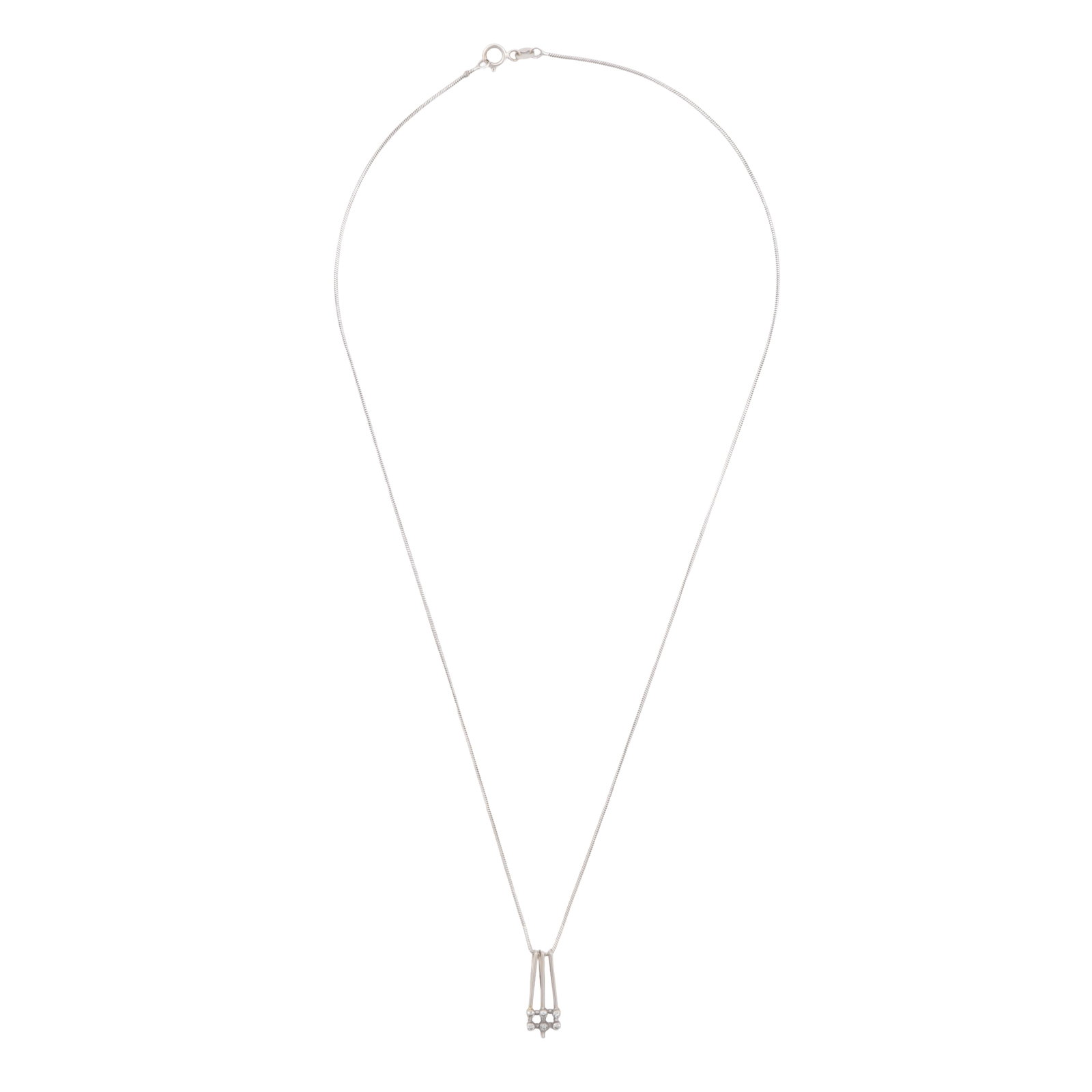A white sapphire pendant necklace White metal - 2