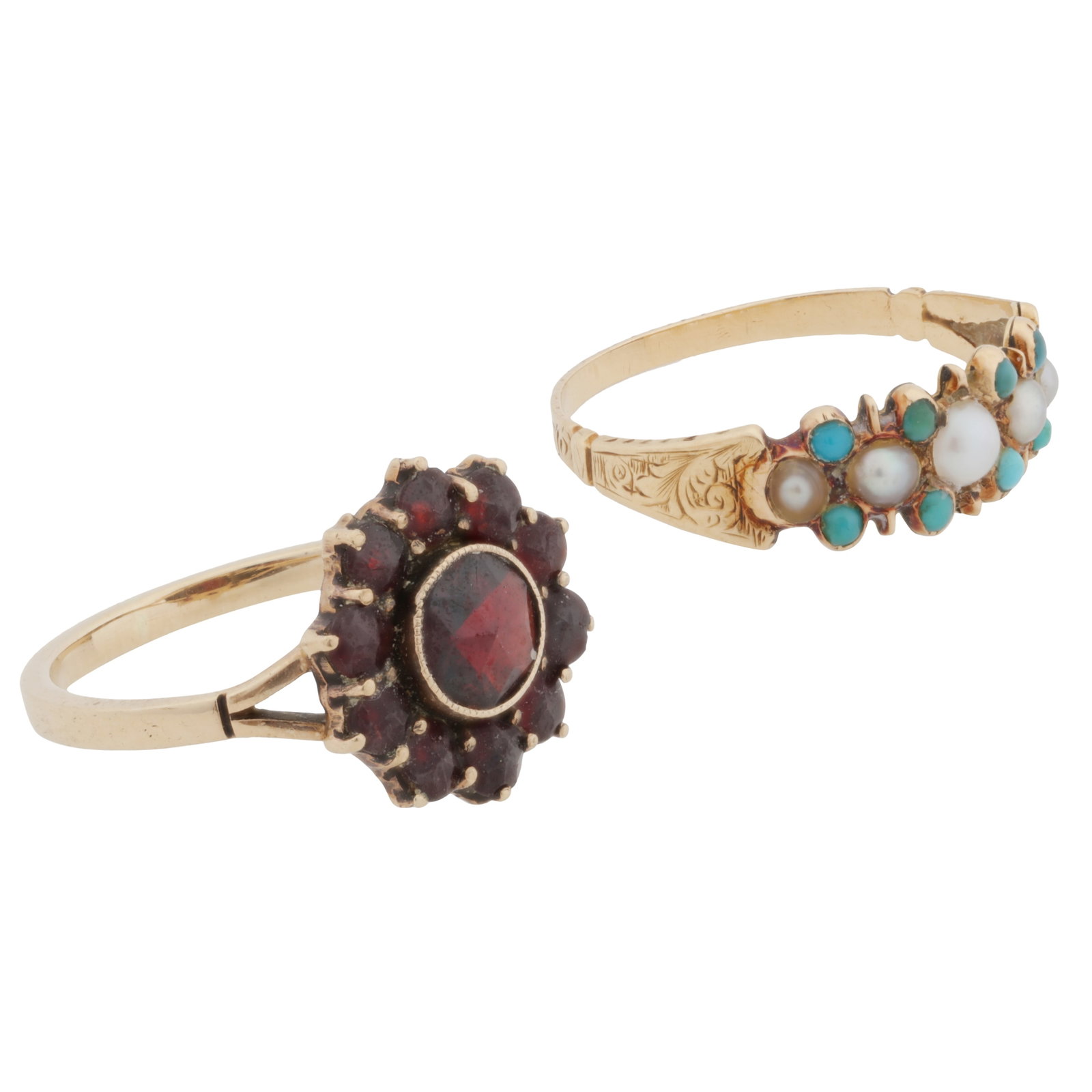 Two gem-set rings Yellow metal - 2