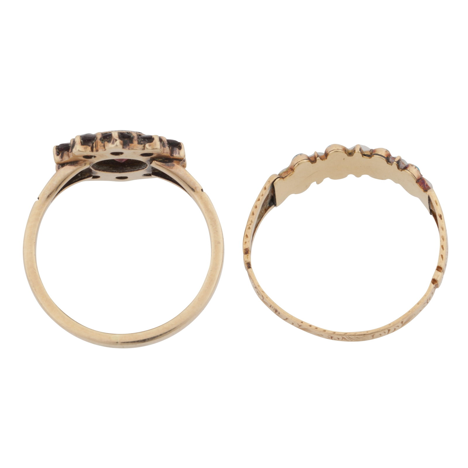 Two gem-set rings Yellow metal - 3