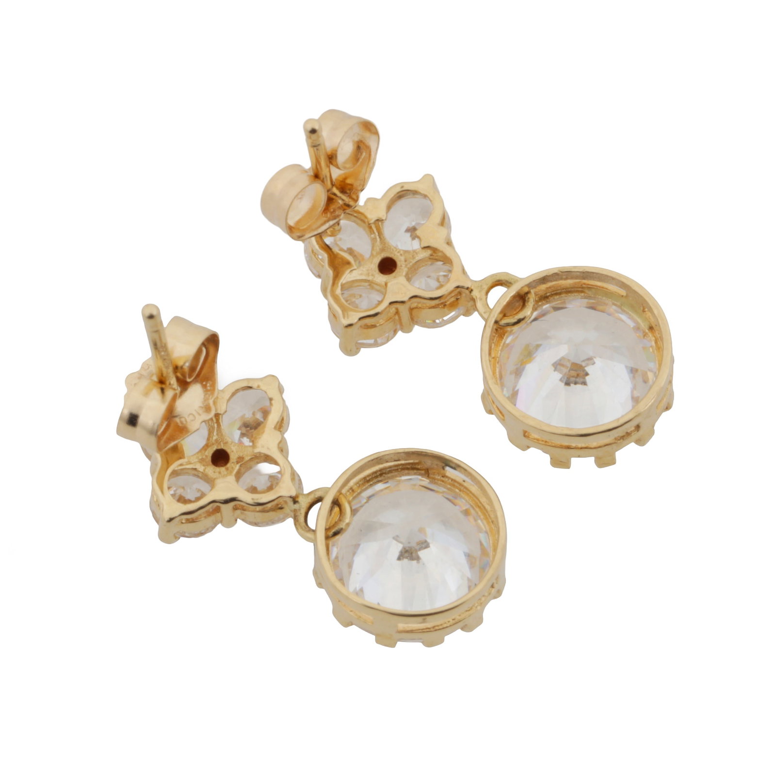A pair of cubic zirconia pendent earrings Yellow metal - 2