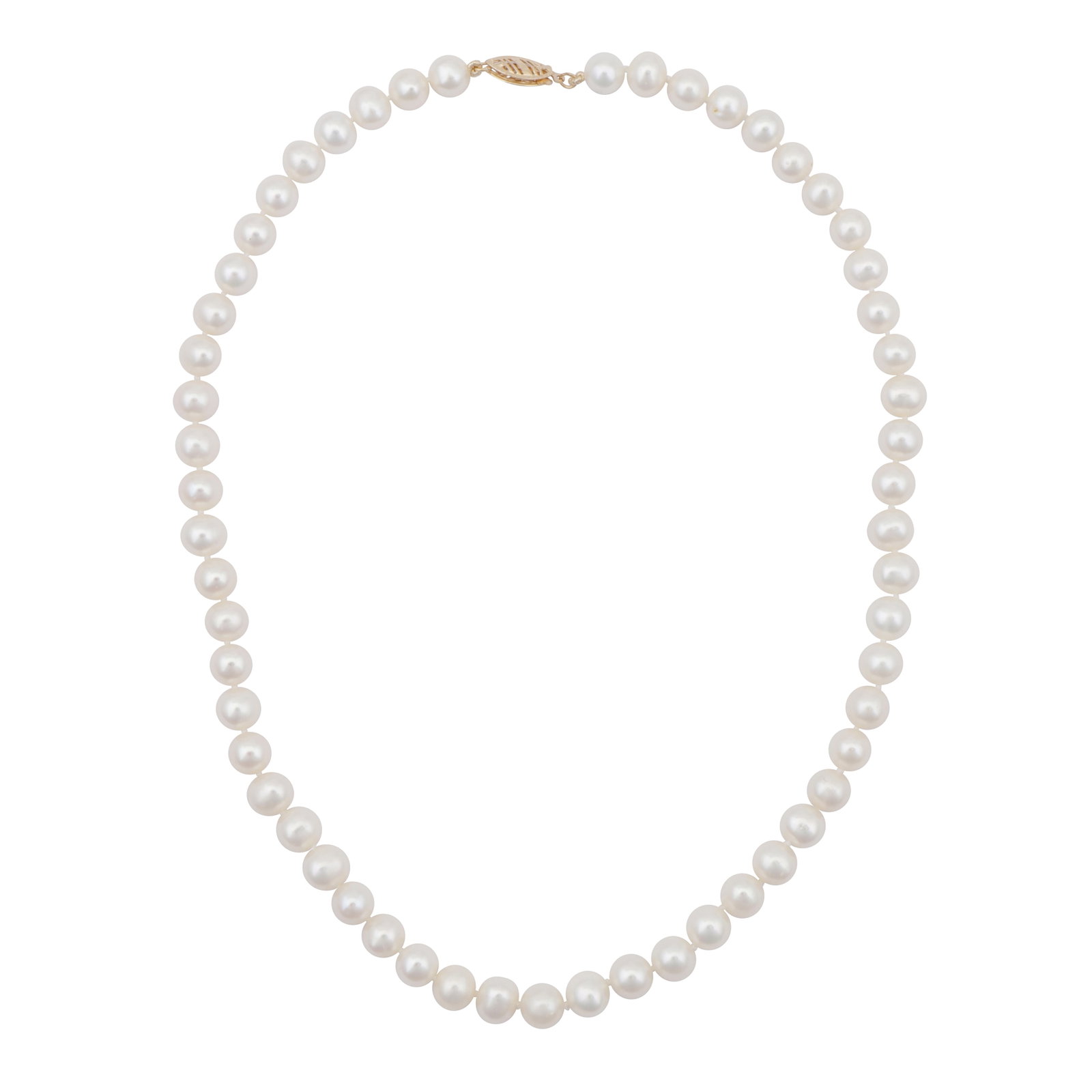 A single strand pearl necklace Yellow metal - 2