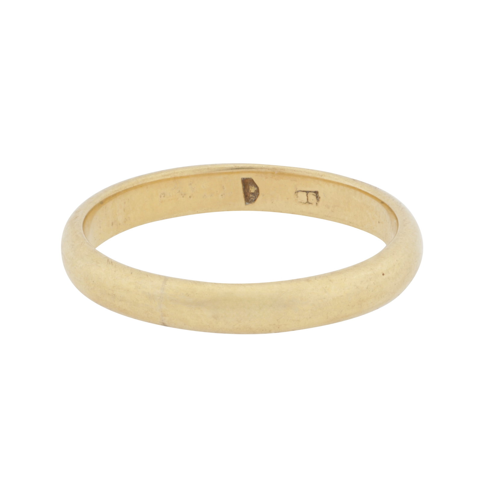 A band ring Yellow metal: A band ring Yellow metal Of polished finish, set in yellow metal, Hungarian assay mark, ring size P½