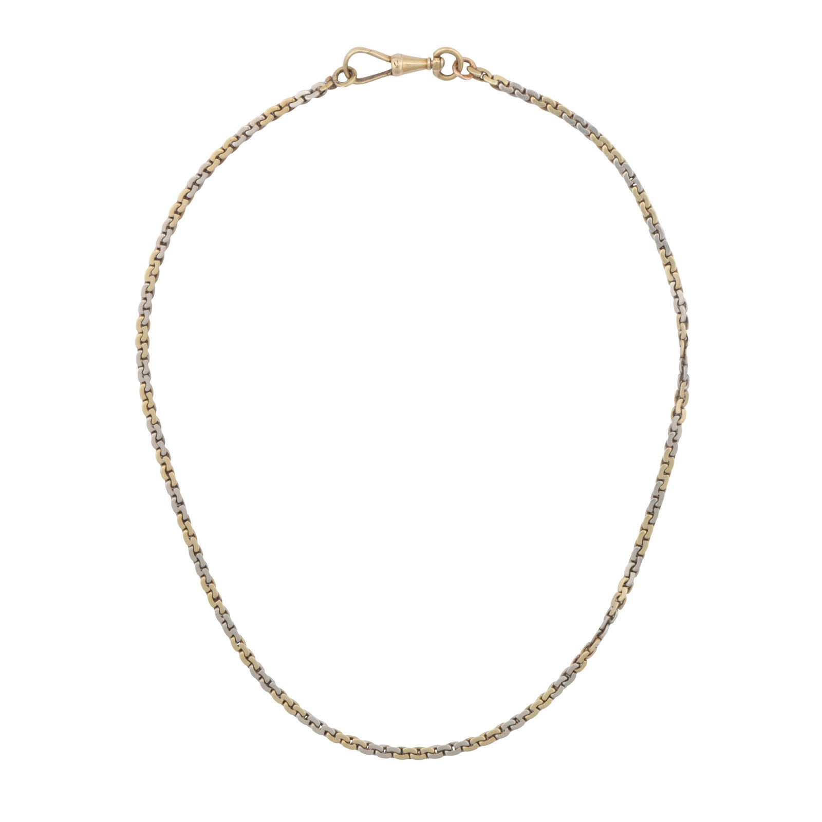 A fancy-link watch chain Yellow metal: A fancy-link watch chain Yellow metal Of serpentine design, to an Albert clasp, Austro-hungarian marks, length 36.5cm