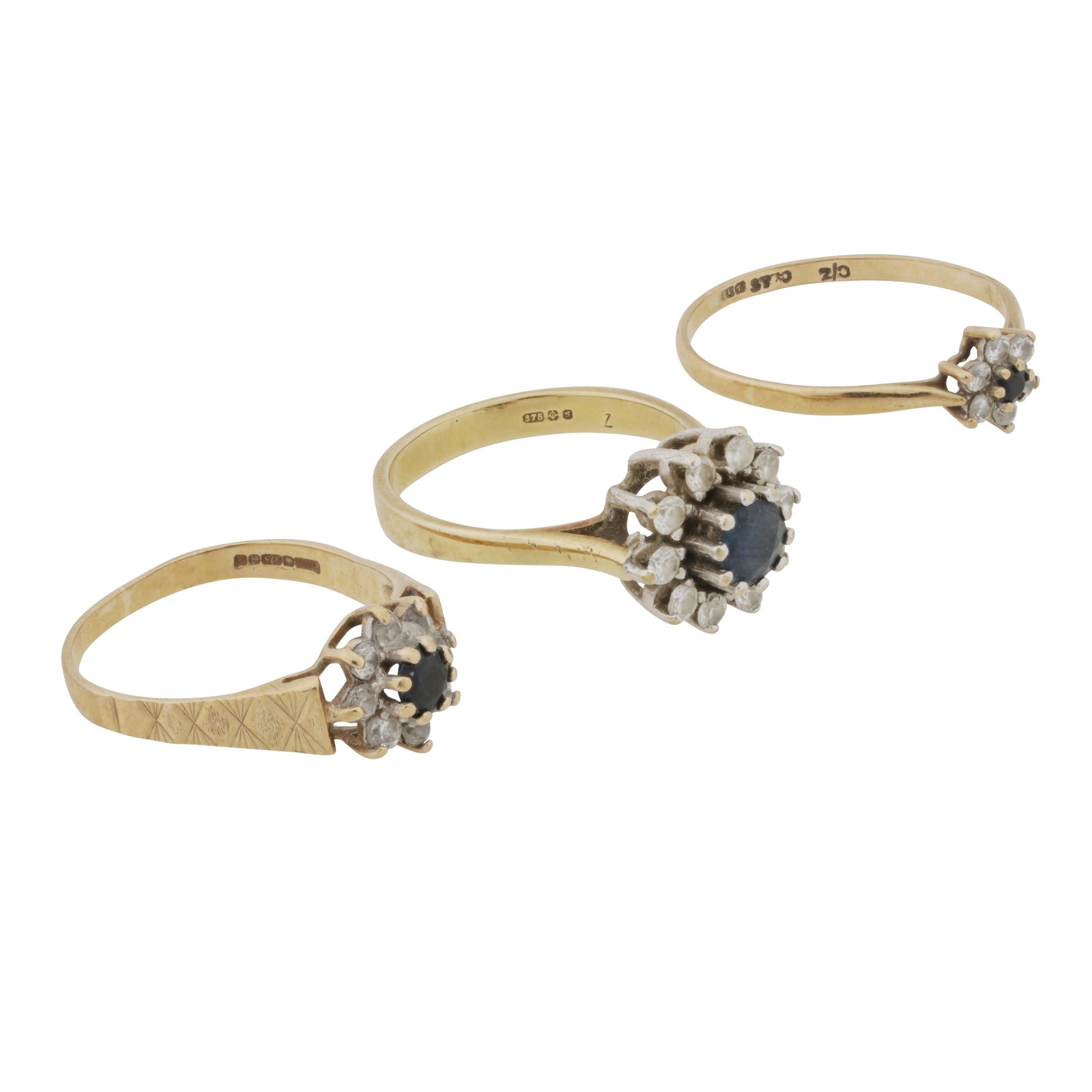 Three gem-set rings 9 carat gold - 2