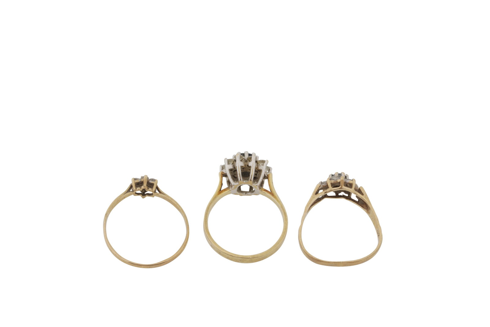Three gem-set rings 9 carat gold - 3