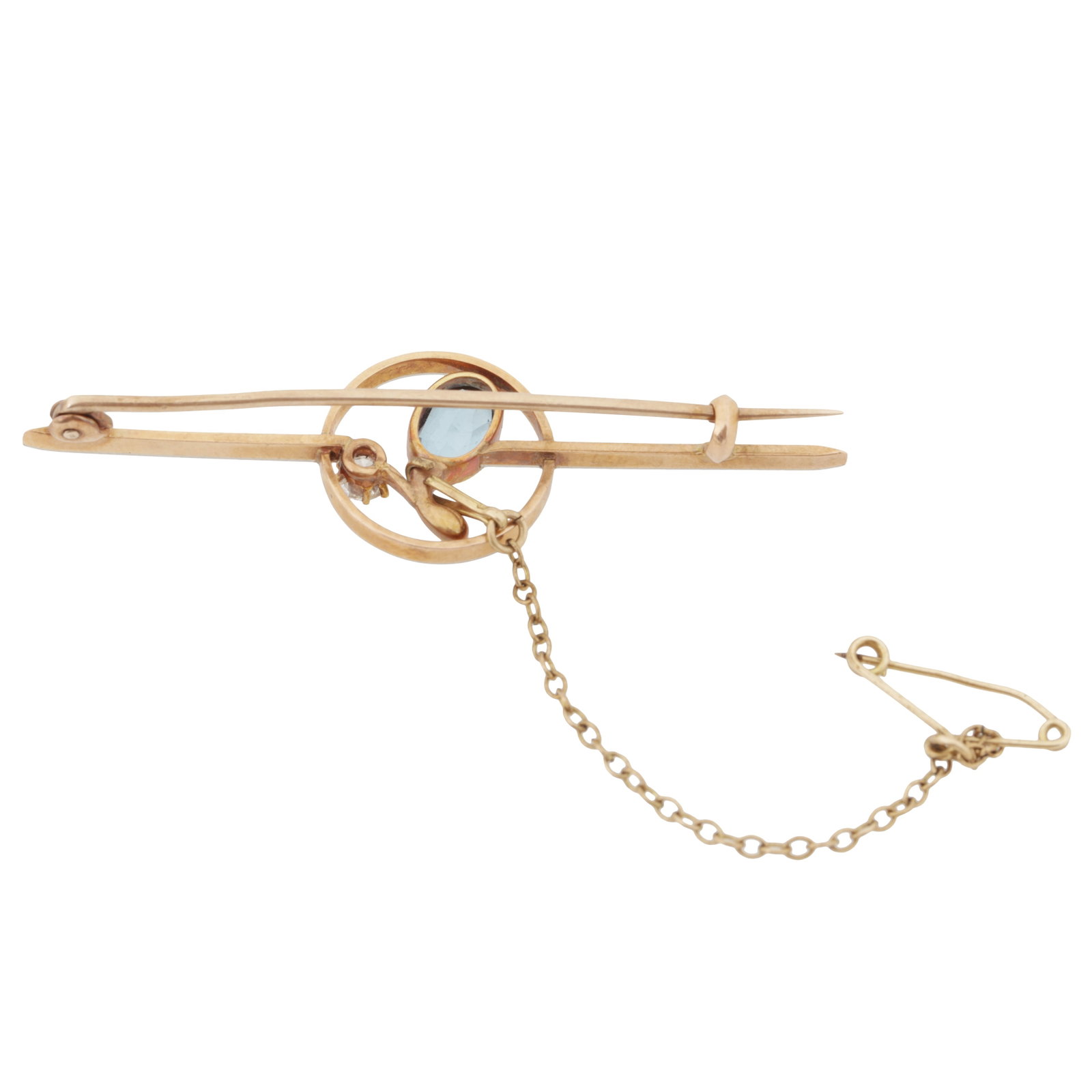 An aquamarine and diamond brooch Yellow and white metal - 2
