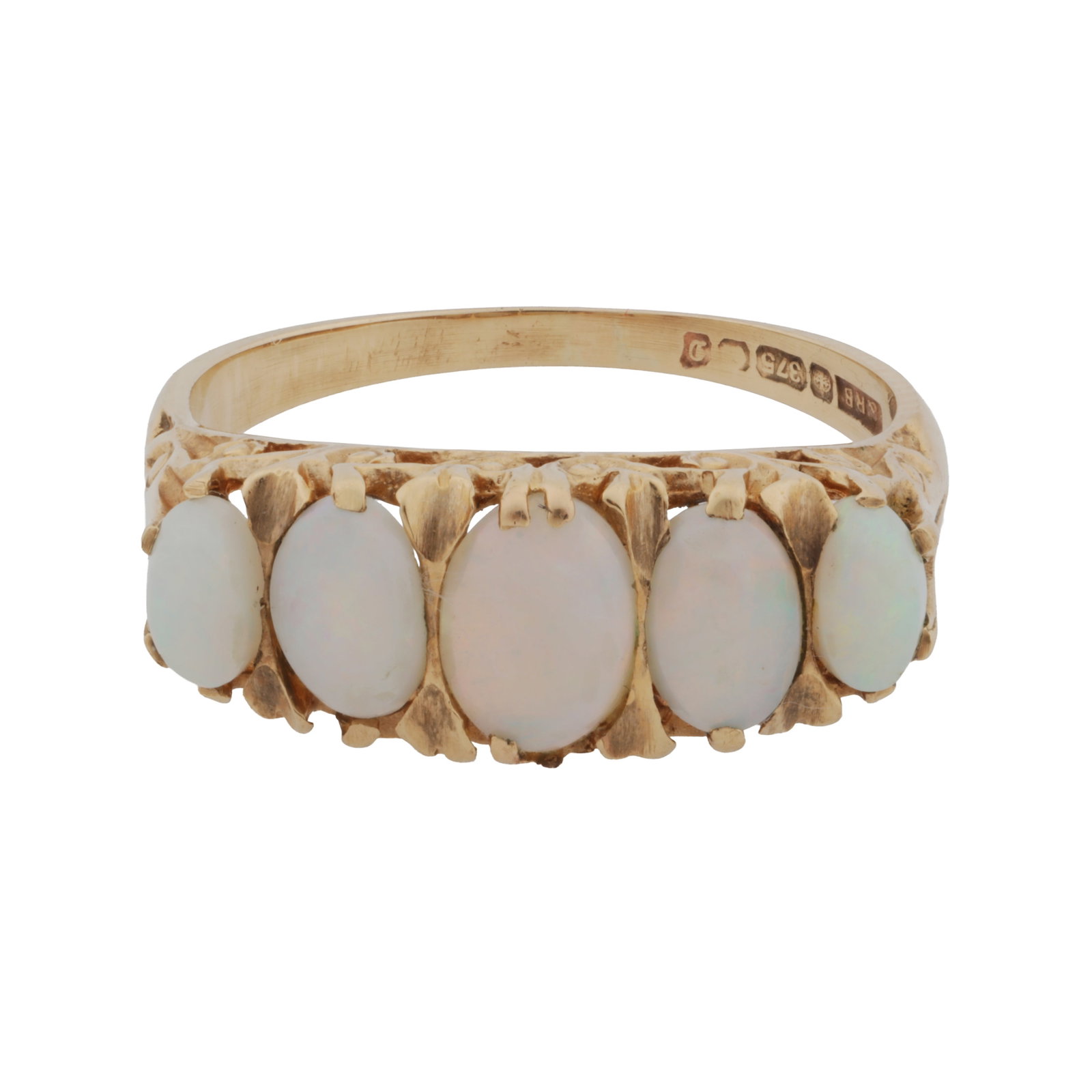 A five-stone opal ring, circa 1978 9 carat yellow gold (1 of 3)