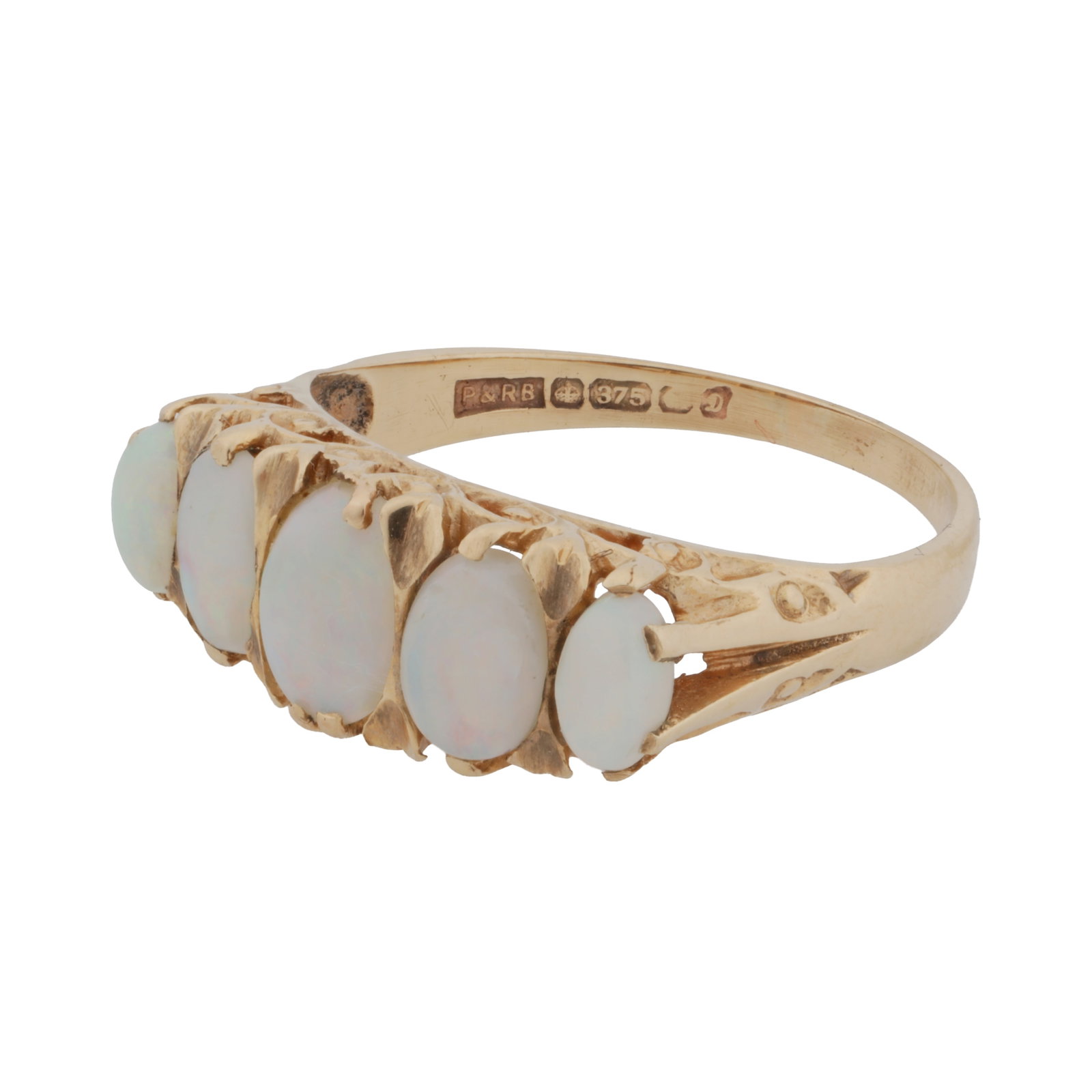 A five-stone opal ring, circa 1978 9 carat yellow gold - 2