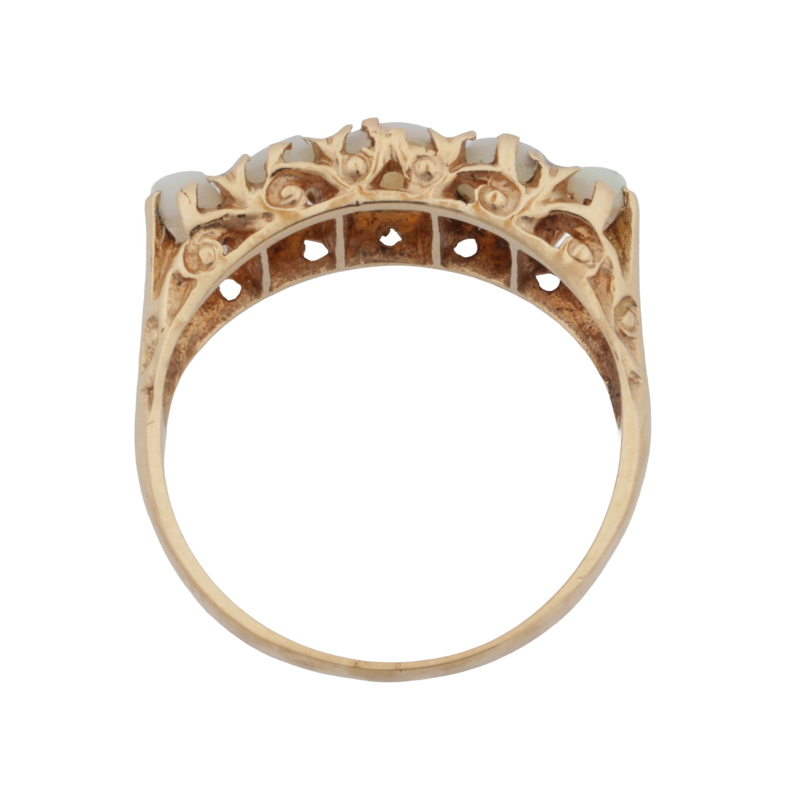 A five-stone opal ring, circa 1978 9 carat yellow gold - 3