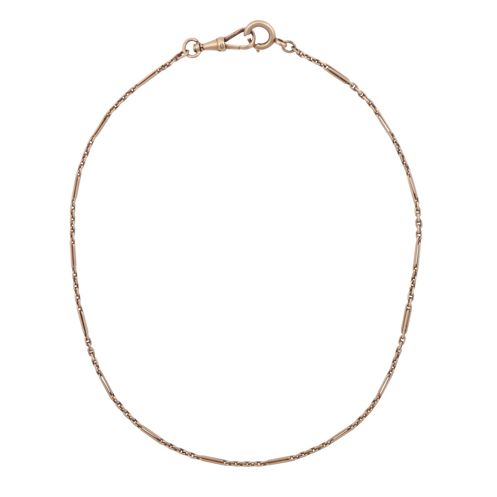 A fancy-link watch chain Yellow metal: A fancy-link watch chain Yellow metal To an Albert clasp, Austro-hungarian assay mark, length 35.5cm