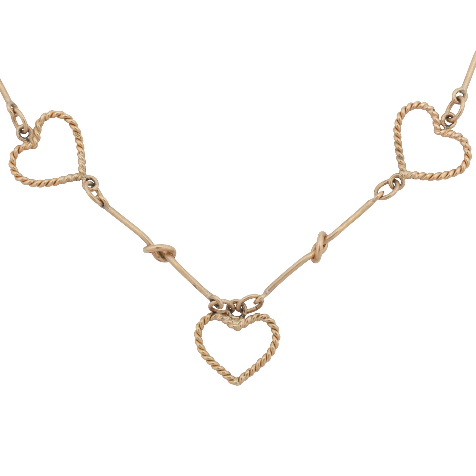 A heart necklace and earrings suite Yellow metal - 2