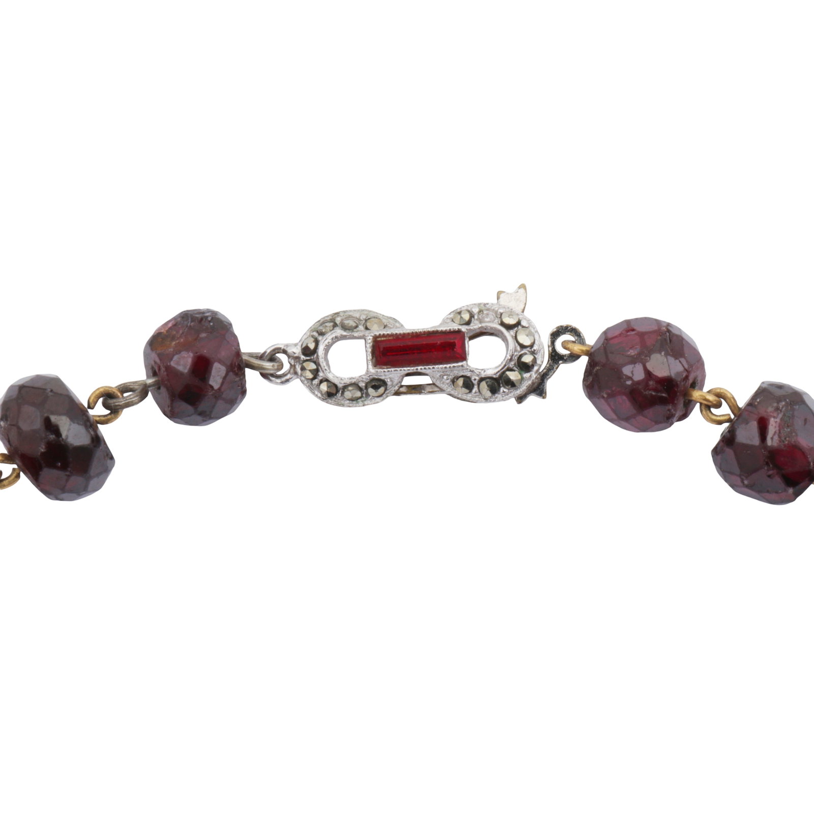 Two garnet bead necklaces White metal - 2