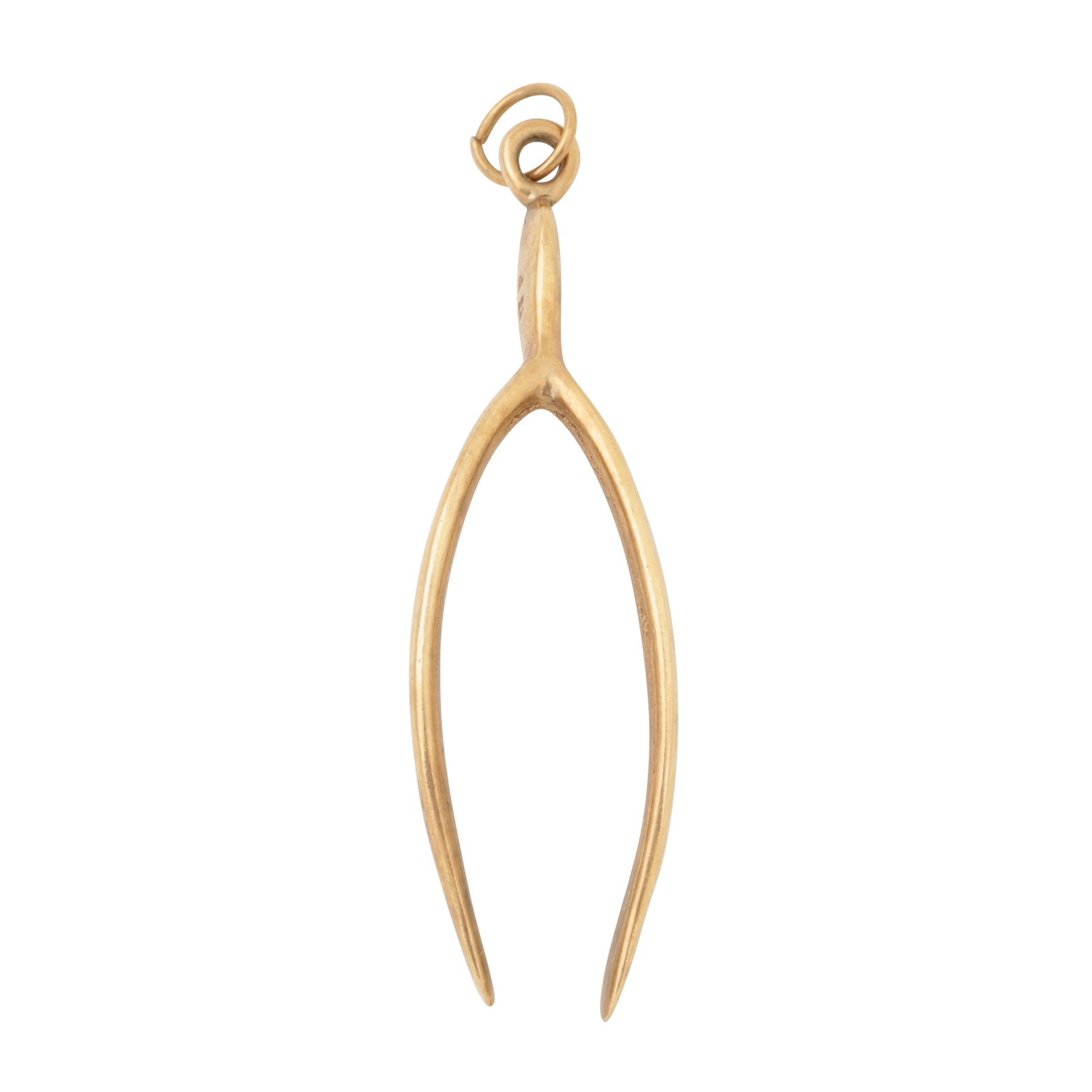 A wishbone pendant 9ct yellow gold: A wishbone pendant 9ct yellow gold Of polished design, maker's mark, UK hallmark, length 5.5cm