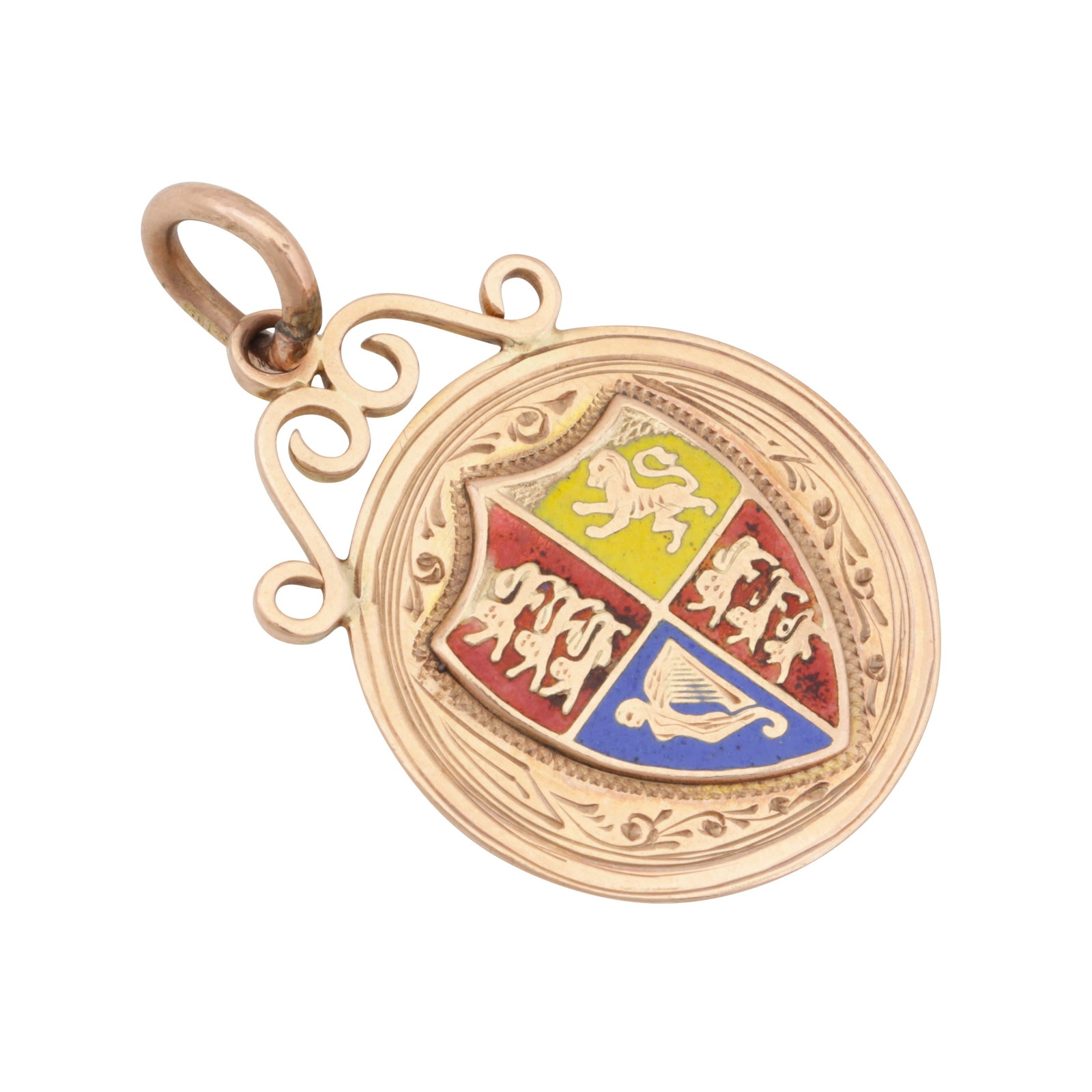 A British Royal Coat of Arms enamel medallion 9ct yellow gold - 2