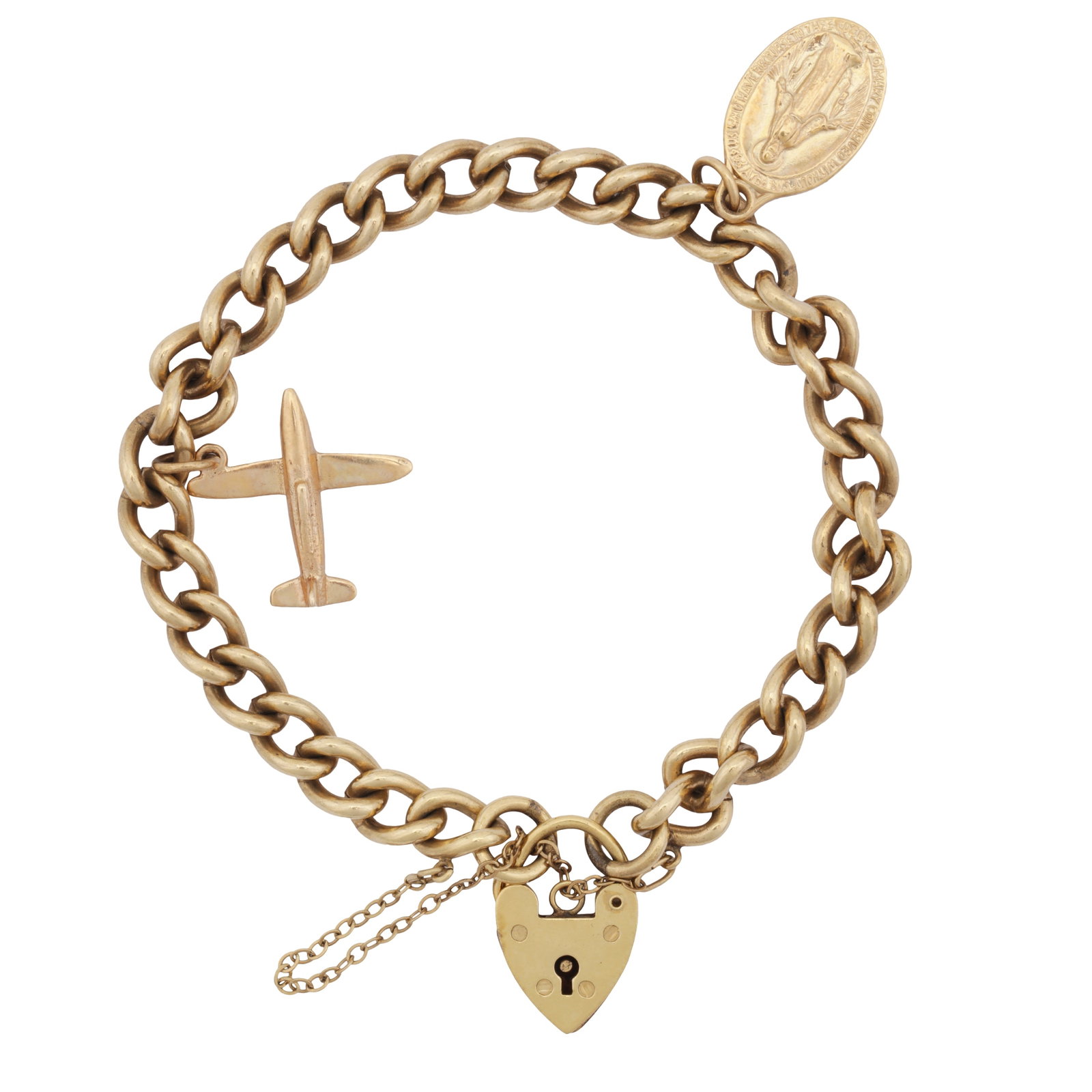 A charm heart lock bracelet 9ct yellow gold (1 of 2)