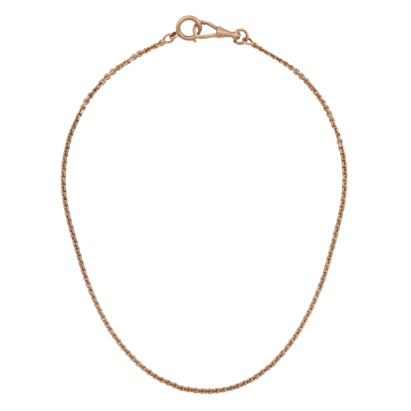 A chain necklace Yellow metal: A chain necklace Yellow metal Of cable-link design, round and Albert clasp, Austro-hungarian assay mark, length approx. 37.0cm