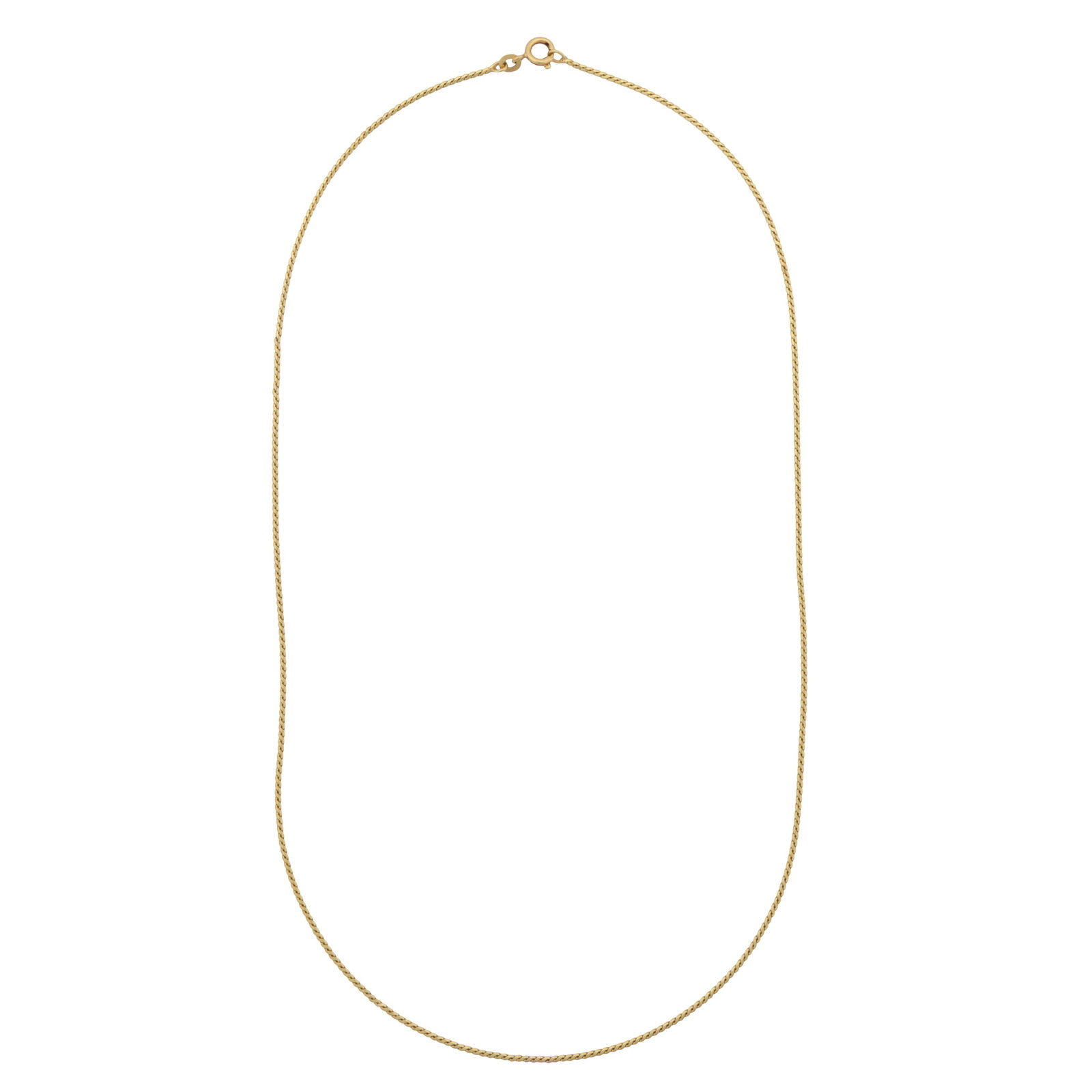 A serpentine chain necklace Yellow metal: A serpentine chain necklace Yellow metal Of polished design, bolt ring clasp, maker's mark, stamped 750, length 50.0cm