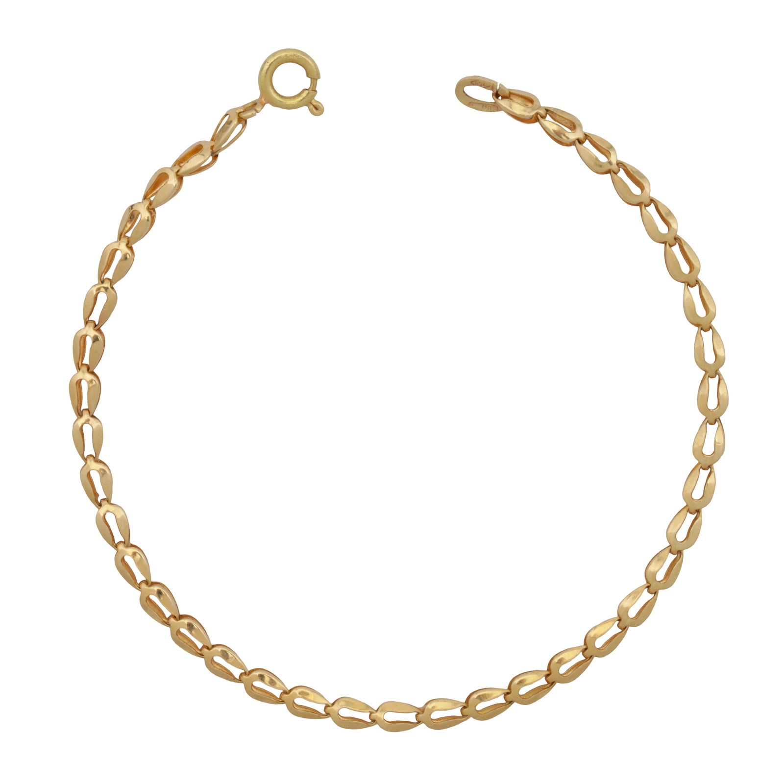 A fancy link bracelet 18ct yellow gold: A fancy link bracelet 18ct yellow gold Of polished and articulated design, bolt ring clasp, Italian assay mark, length 17.7cm