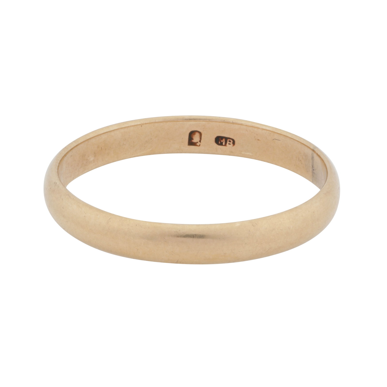A band ring Yellow metal: A band ring Yellow metal Of polished finish, Indistinct assay mark, ring size U