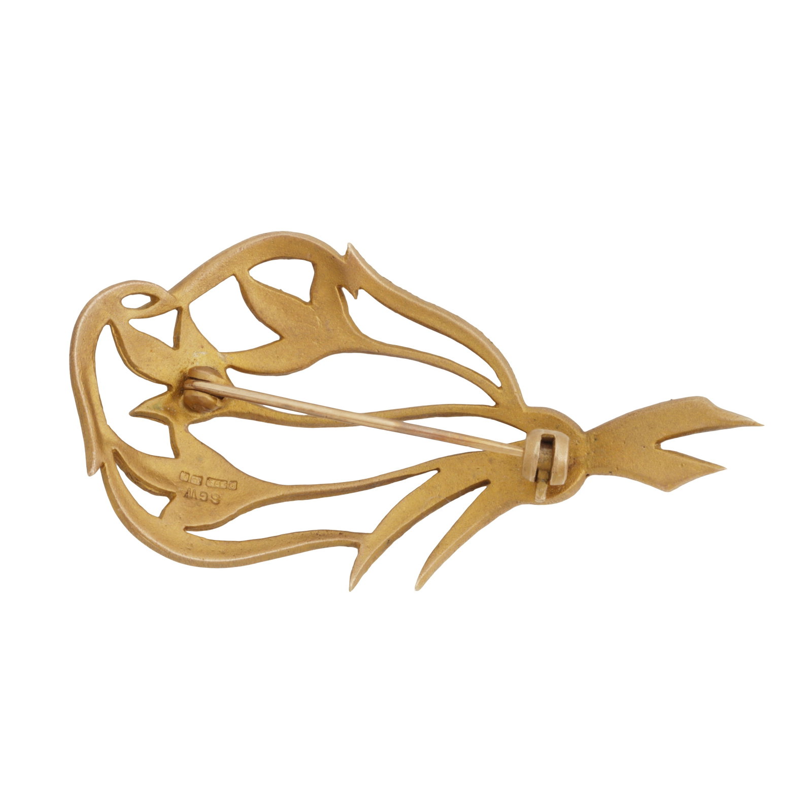 A flower brooch 9ct yellow gold - 2
