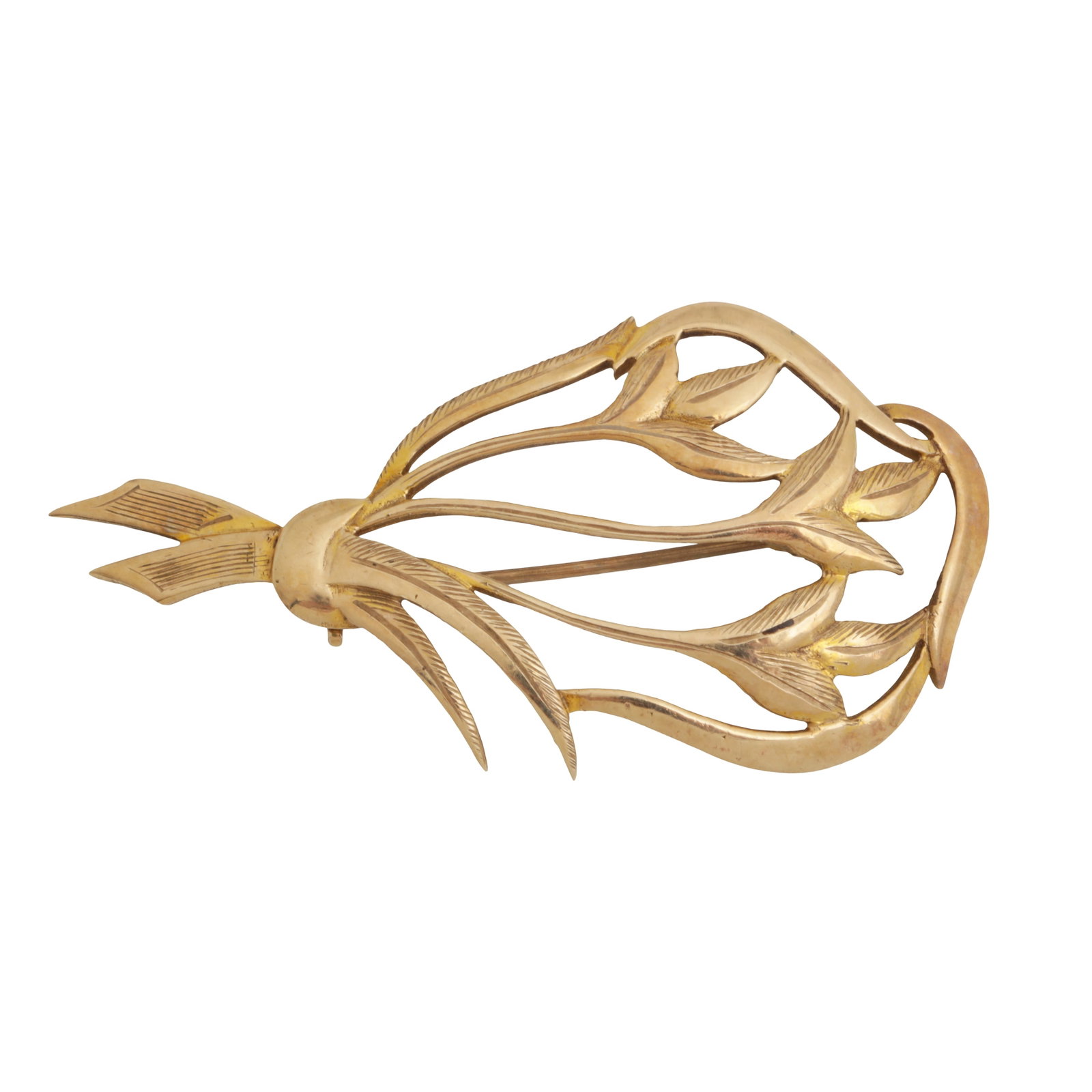 A flower brooch 9ct yellow gold - 3