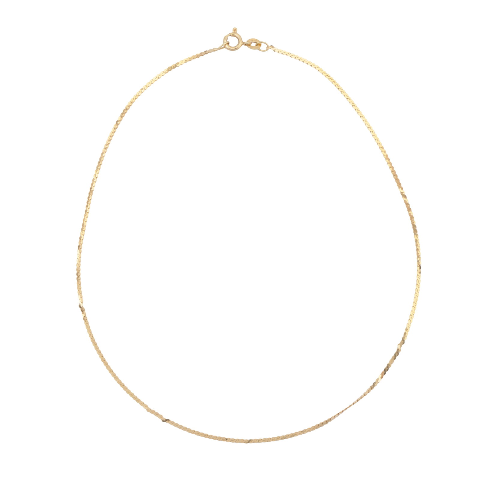 Unoaerre | A serpentine chain necklace 14ct yellow gold: Unoaerre | A serpentine chain necklace 14ct yellow gold Of polished design, bolt ring clasp, maker's mark, Italian assay mark, length 34.0cm