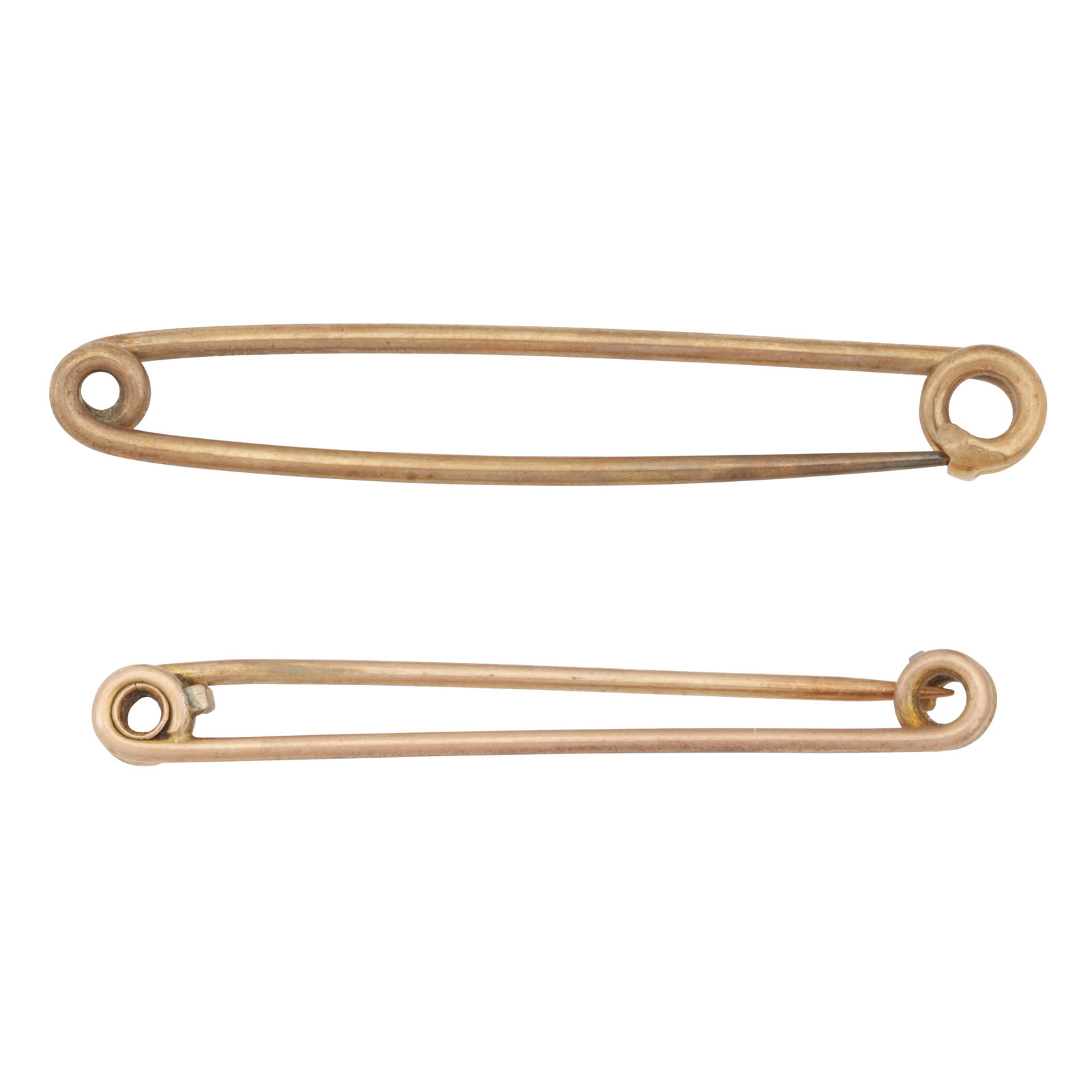 Two safety pin brooches Yellow metal (1 of 1)