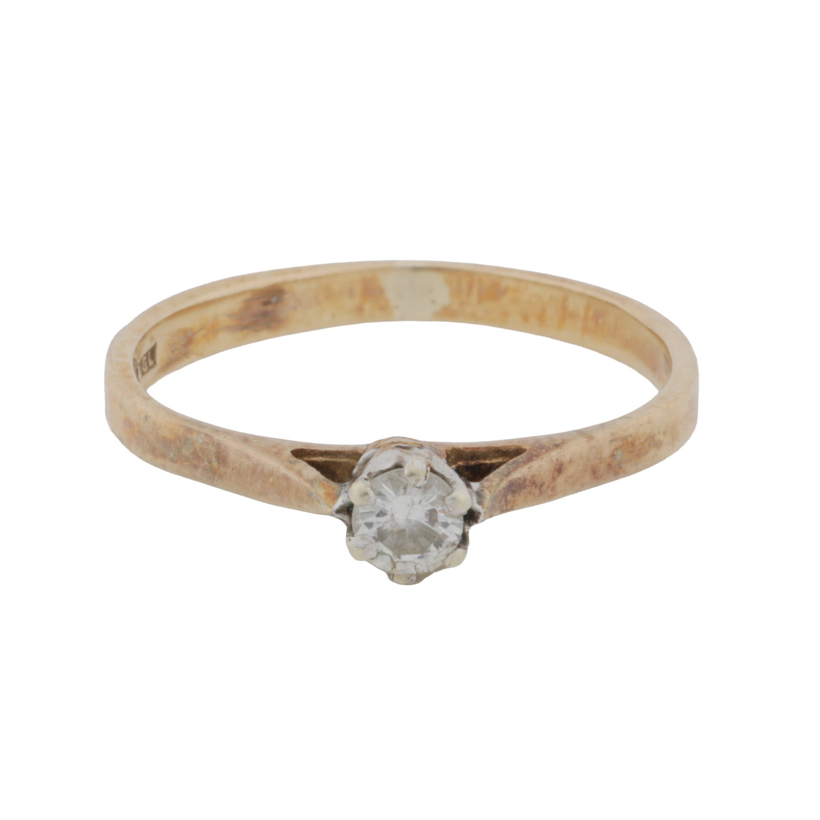 A diamond single-stone ring 9 carat yellow gold (1 of 4)