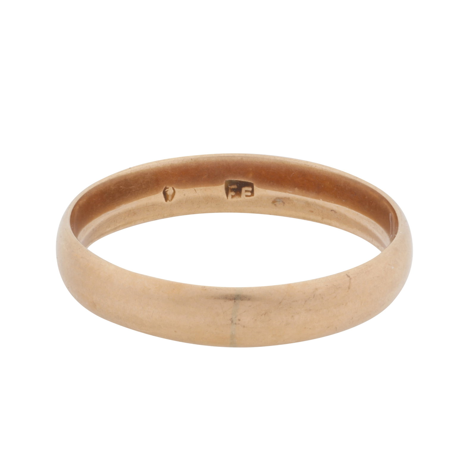 A band ring Yellow metal: A band ring Yellow metal Of polished design, Austro-hungarian mark, ring size S½