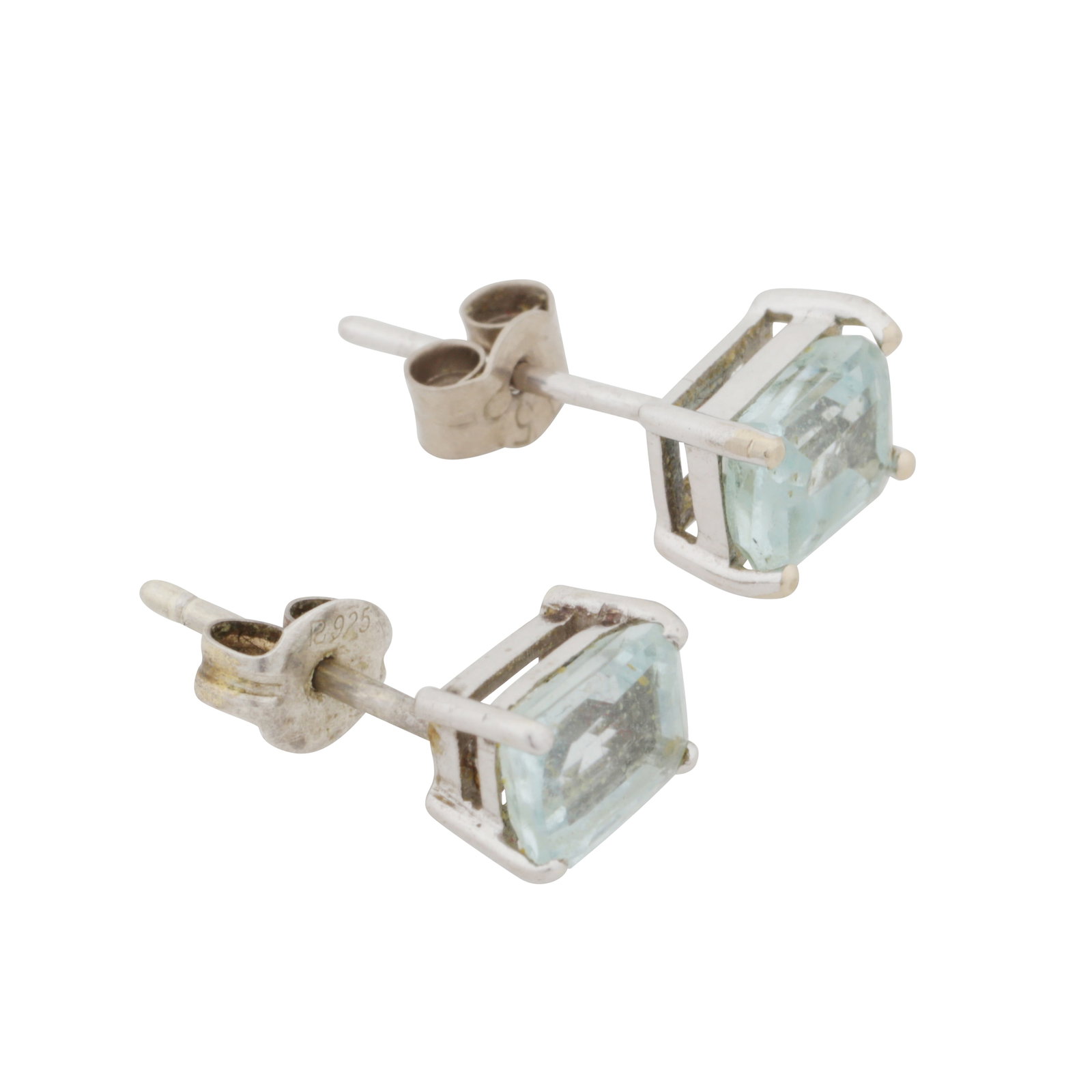 A pair of aquamarine earrings White metal - 2