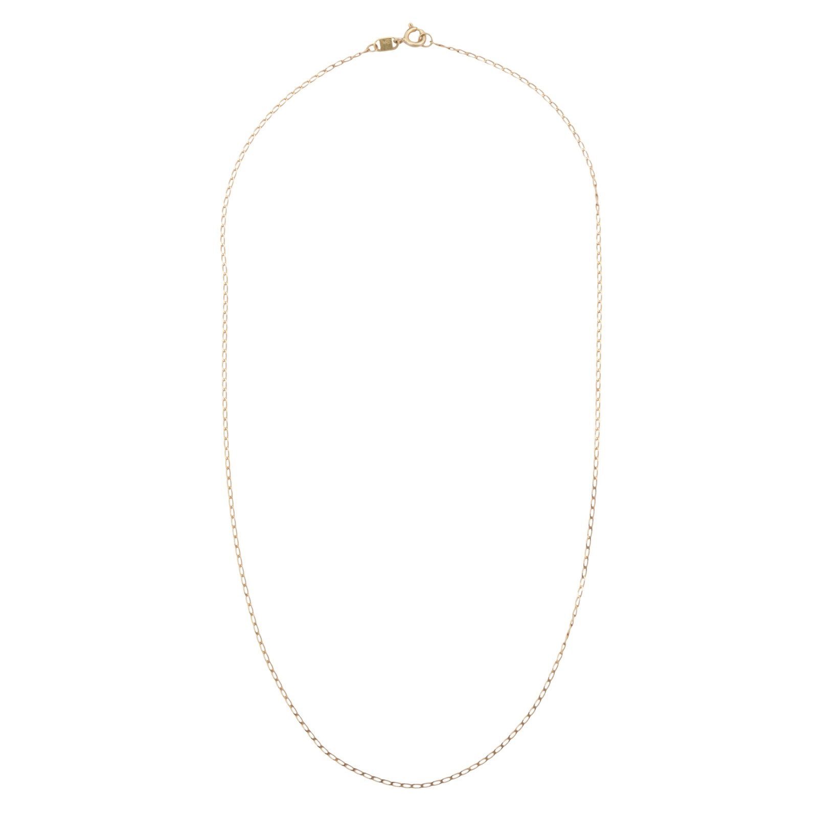 A curb link chain necklace Yellow metal: A curb link chain necklace Yellow metal Of polished design, bolt ring clasp, maker's mark, stamped 750, length 49.5cm
