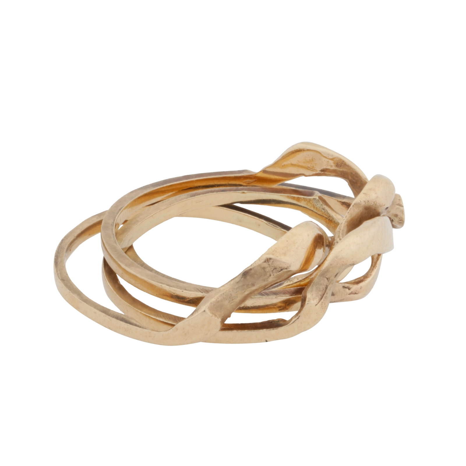 A cross over multi band ring 9ct yellow gold - 2