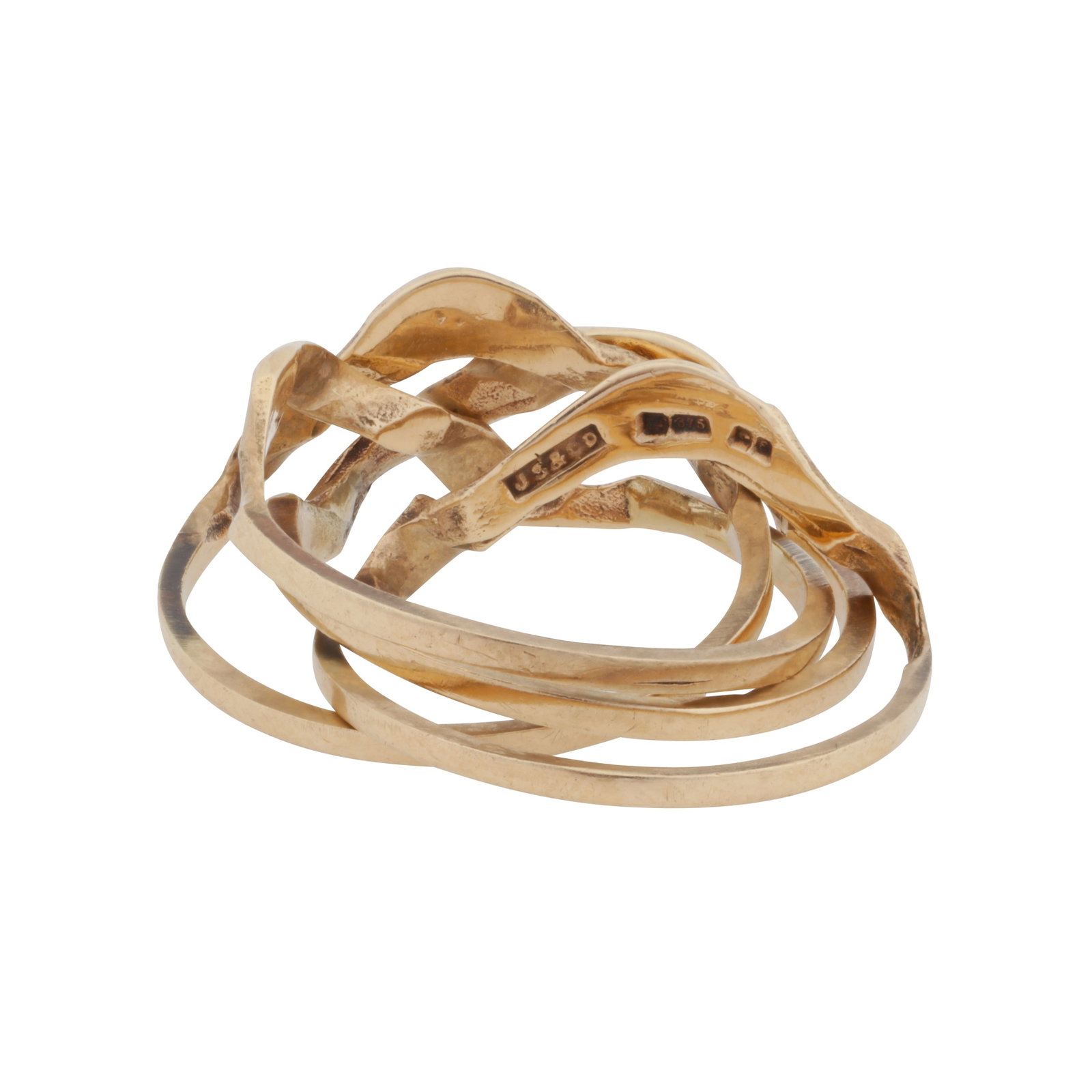 A cross over multi band ring 9ct yellow gold - 3