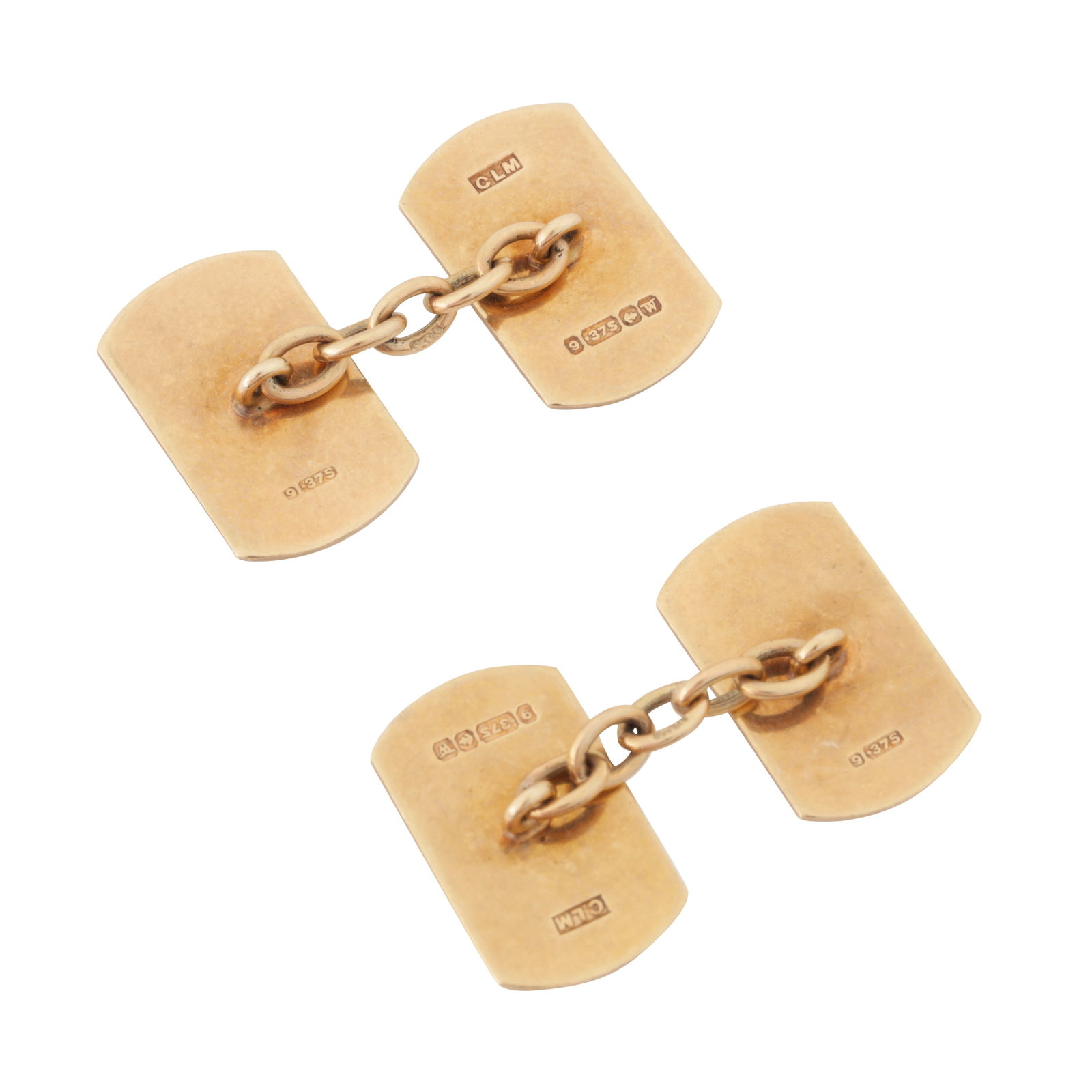 A pair of engraved cufflinks 9ct yellow gold - 2