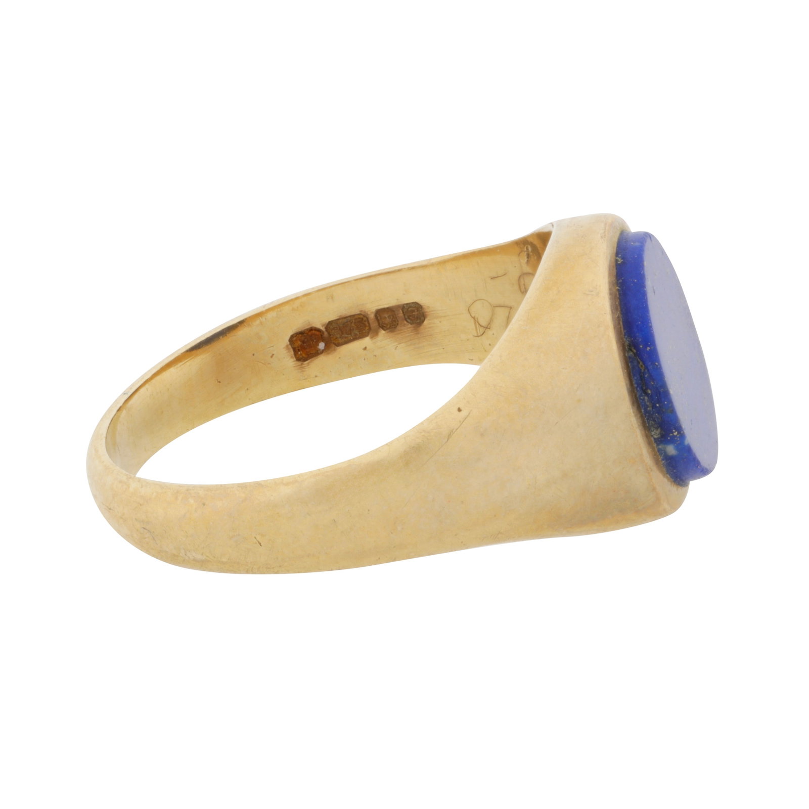 A lapis lazuli signet ring 9ct yellow gold - 2