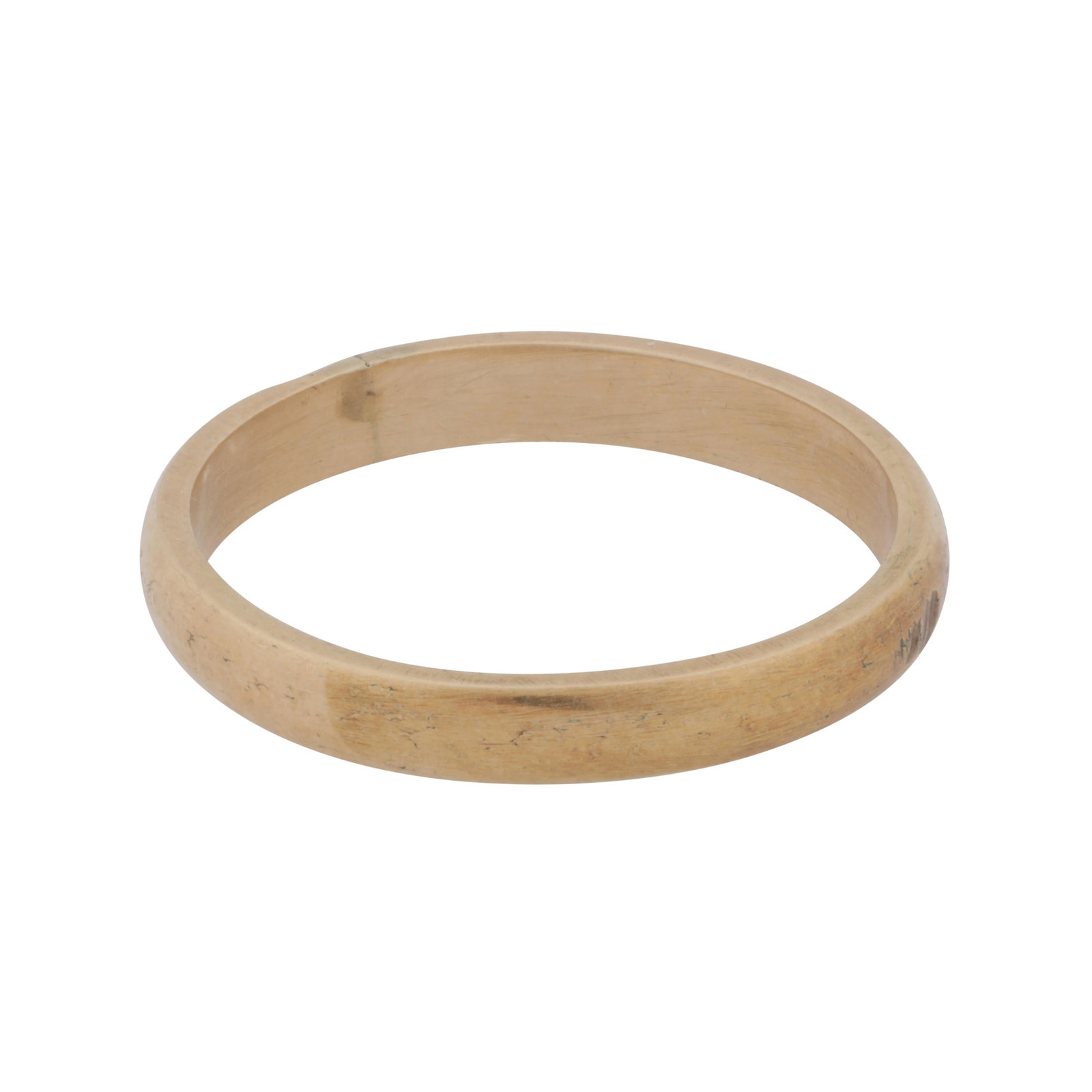A band ring Yellow metal: A band ring Yellow metal The 3.1mm wide band of polished design, unmarked, size R The item has been XRF tested and found to be 12.5ct gold.