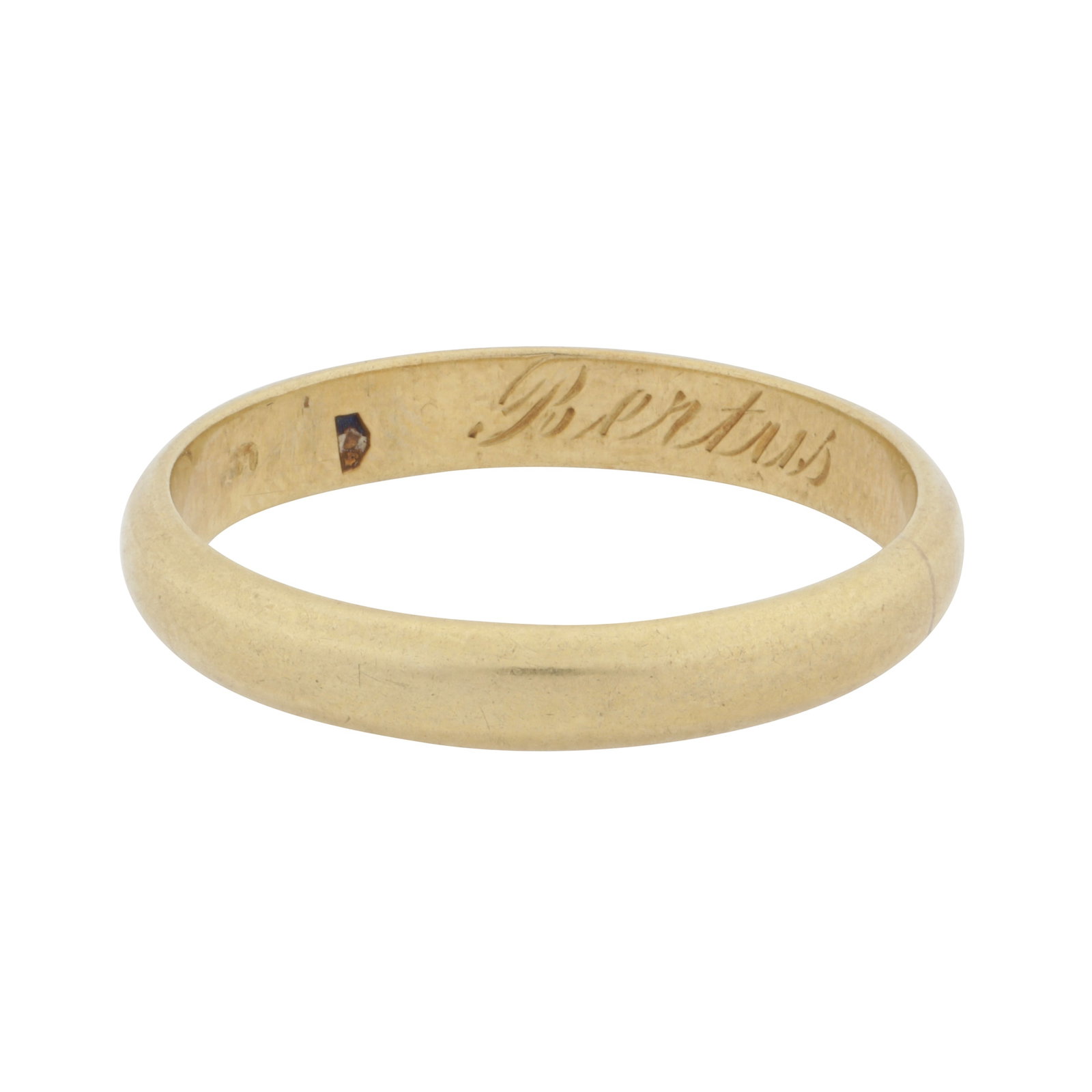 A band ring Yellow metal: A band ring Yellow metal Of polished finish, set in yellow metal, Hungarian assay mark, ring size R