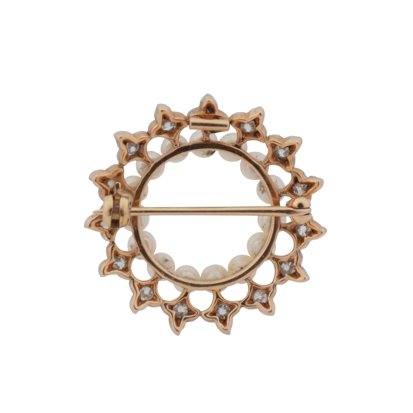 A pearl and diamond brooch Yellow and white metal - 2