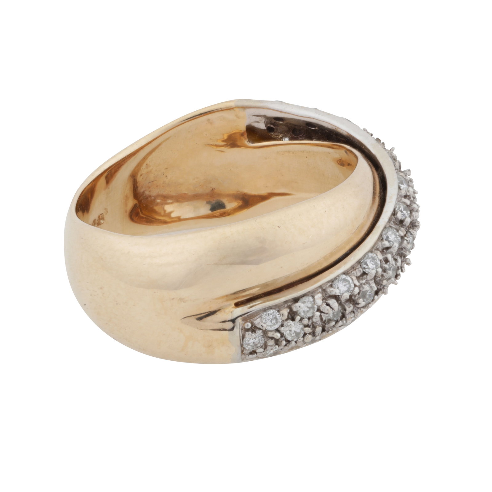 A diamond cross over ring 9ct yellow and white gold - 2