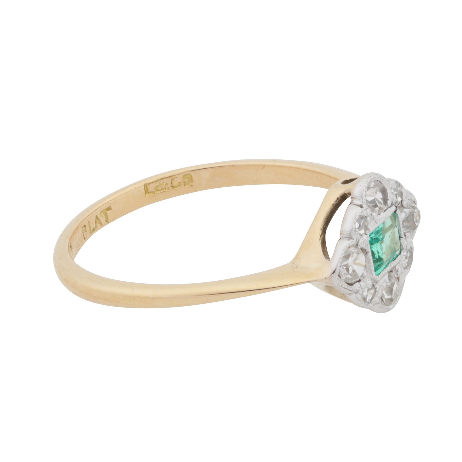 An emerald and diamond ring Yellow and white metal - 2
