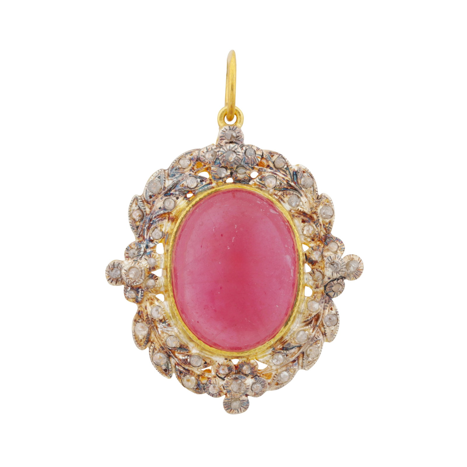 A ruby and diamond pendant Yellow and white metal (1 of 3)