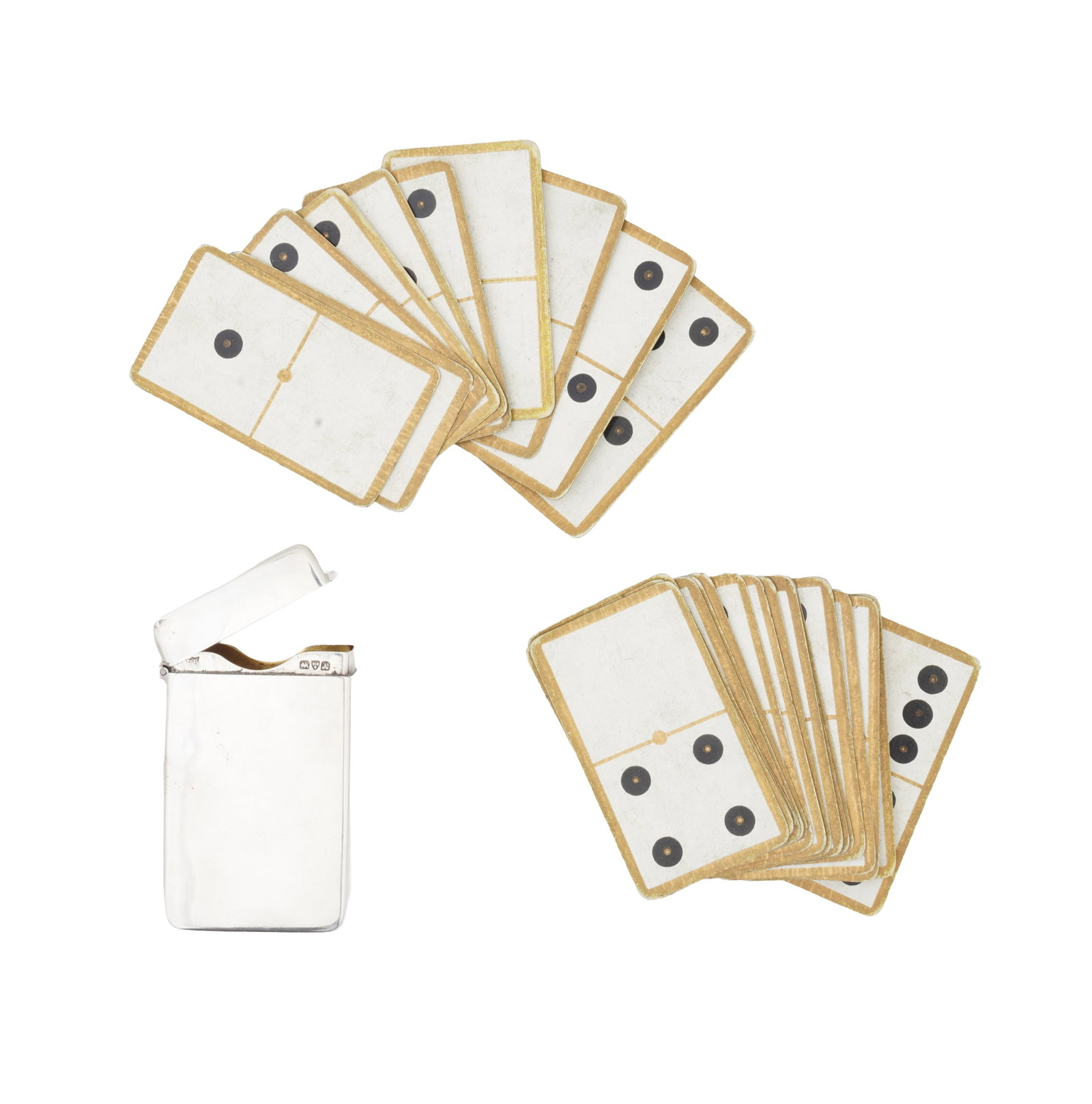 Chester 1901 by James Deakin and Sons An Edwardian sterling silver miniature domino card game case (1 of 2)