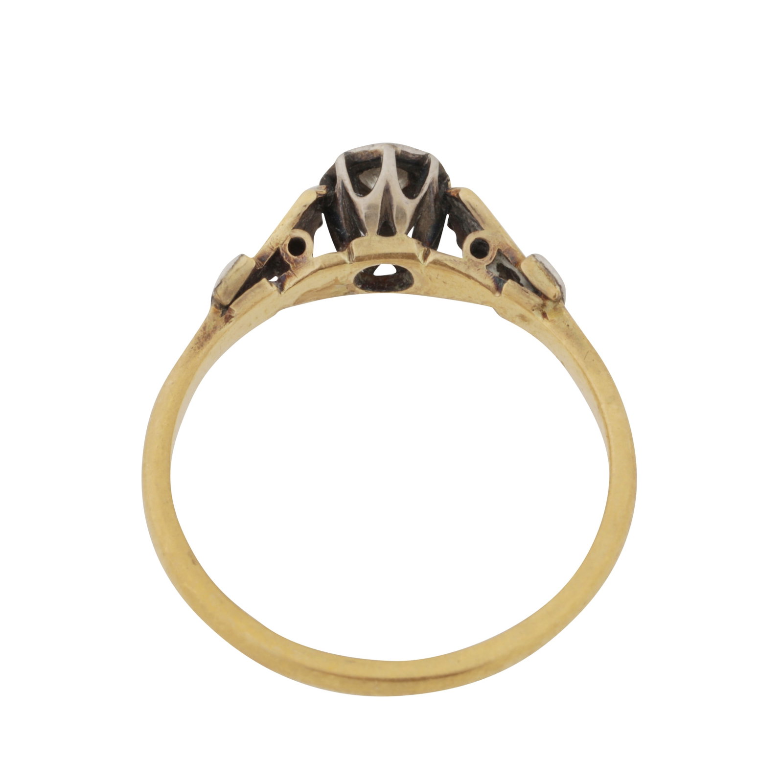 A diamond single stone ring Yellow and white metal - 3