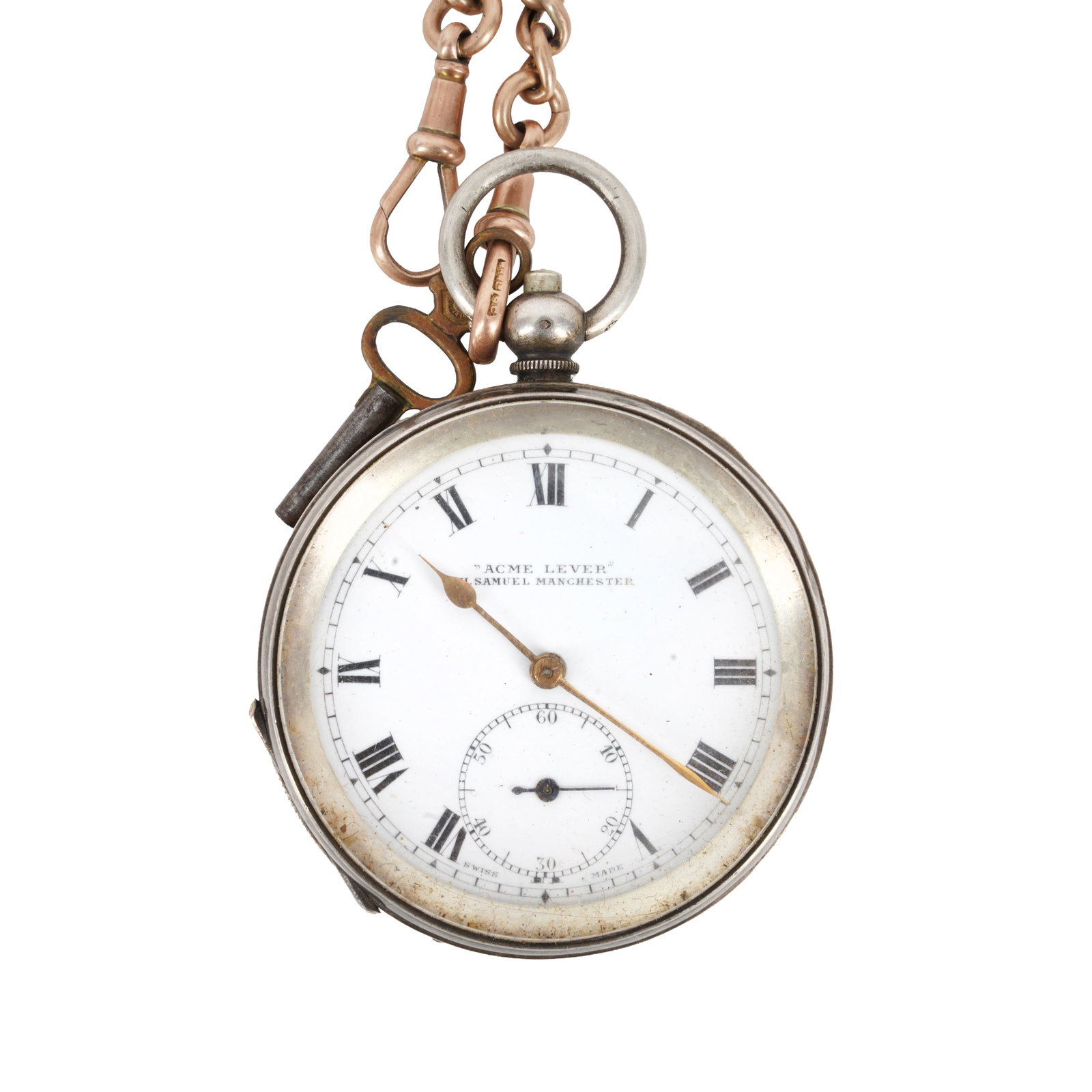H. Samuel Pocket Watch and Watch Chain .925 Silver (Watch) / 9K Gold (Chain) (1 of 2)