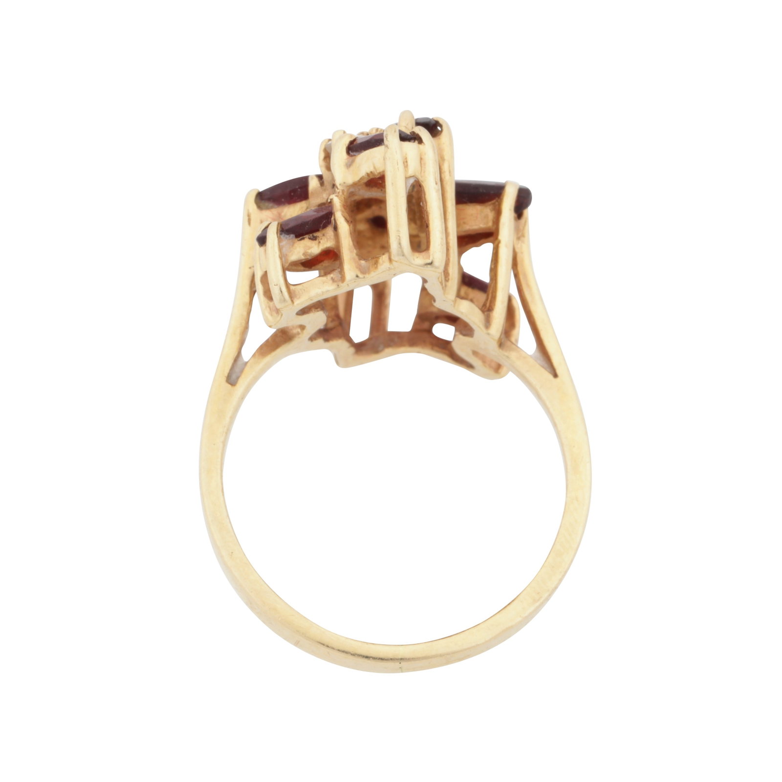 A garnet and diamond ring Yellow metal - 3