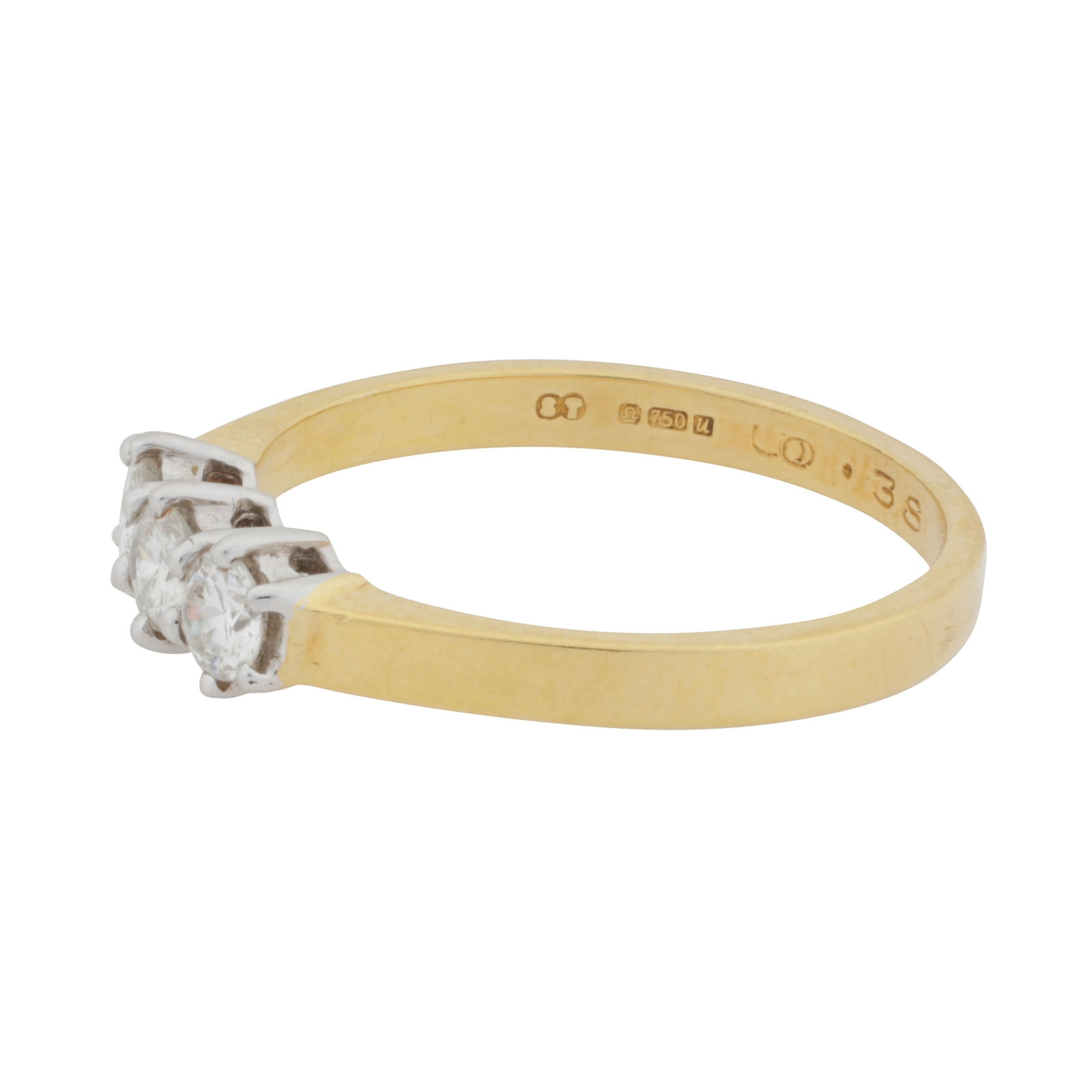 A three-stone diamond ring, circa 1994 18 carat yellow and white gold - 2