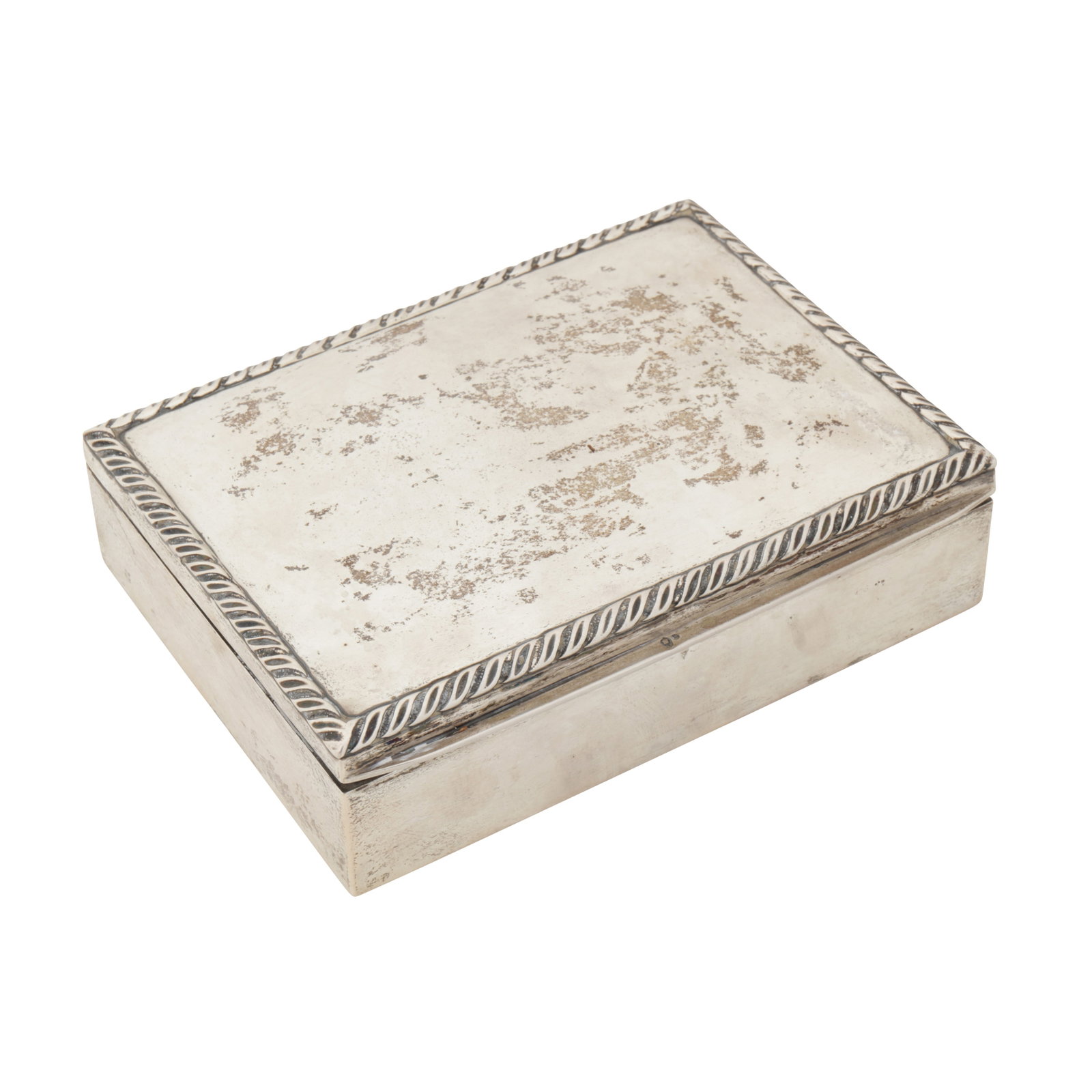 Budapest circa 1950 A mid 20th century 800 standard silver cigarette box: Budapest circa 1950 A mid 20th century 800 standard silver cigarette box Of rectangular form, to a hinged lid with a gadrooned edges. Wood lined gilt interior. Length - 16.5 cm / 6.5 inches