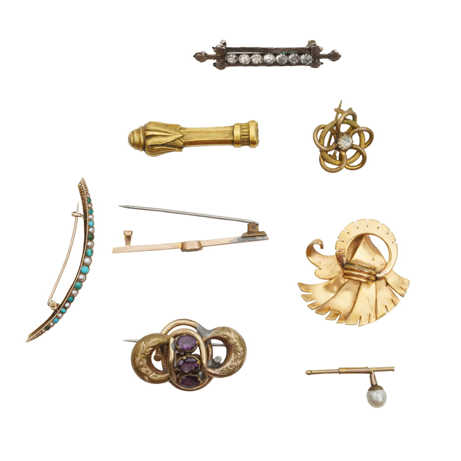 A collection of brooches and other jewellery Yellow and white metal (1 of 1)