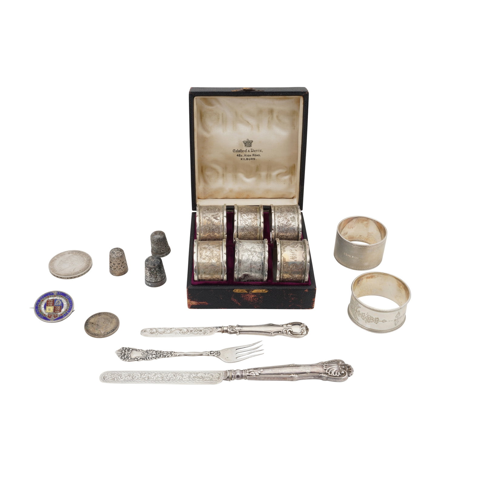 Birmingham 1893-95 by Thomas Hayes A cased set of Victorian sterling silver napkin rings (1 of 1)