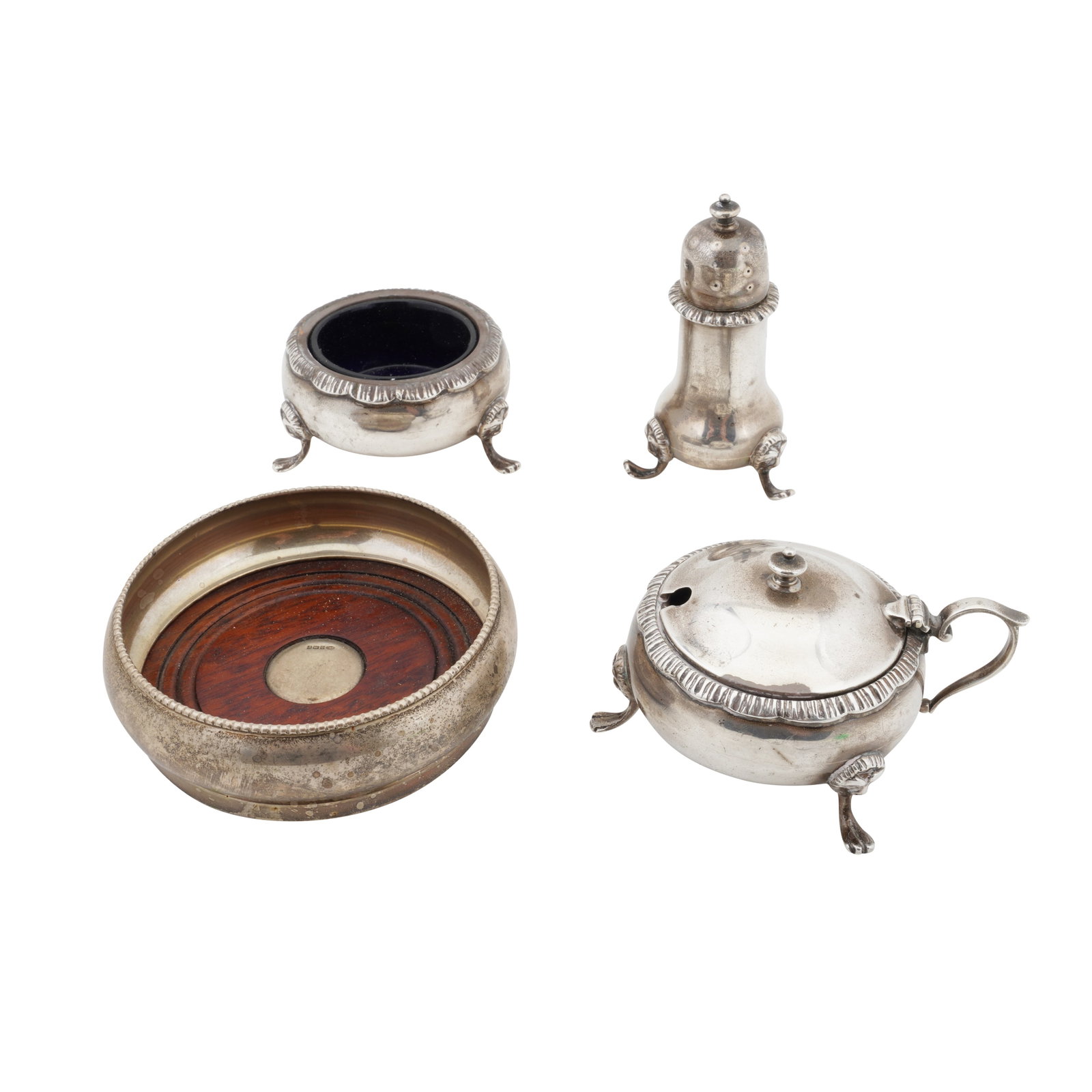 Birmingham 1937 by Alexander Clark A George VI sterling silver three-piece cruet set (1 of 1)